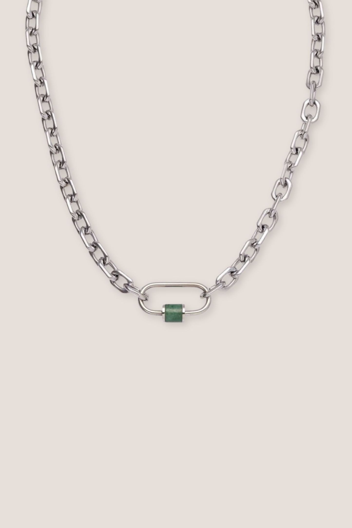 Aurea Aventurine Jade Chain Silver Necklace