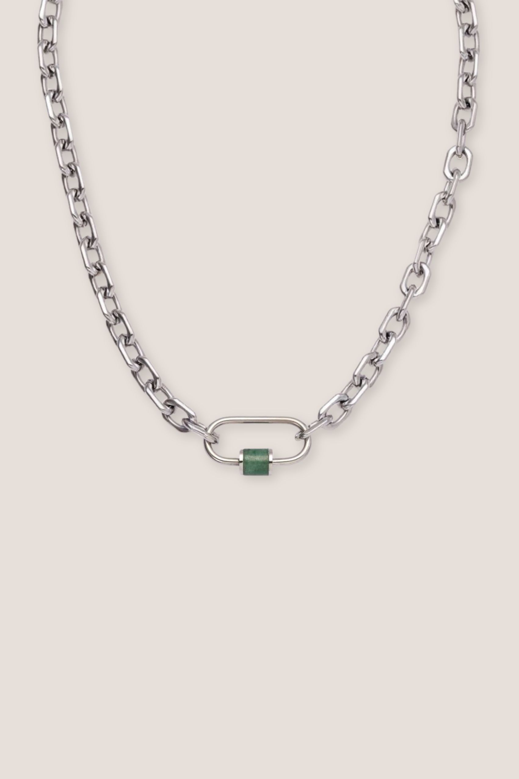 Aurea Aventurine Jade Chain Silver Necklace
