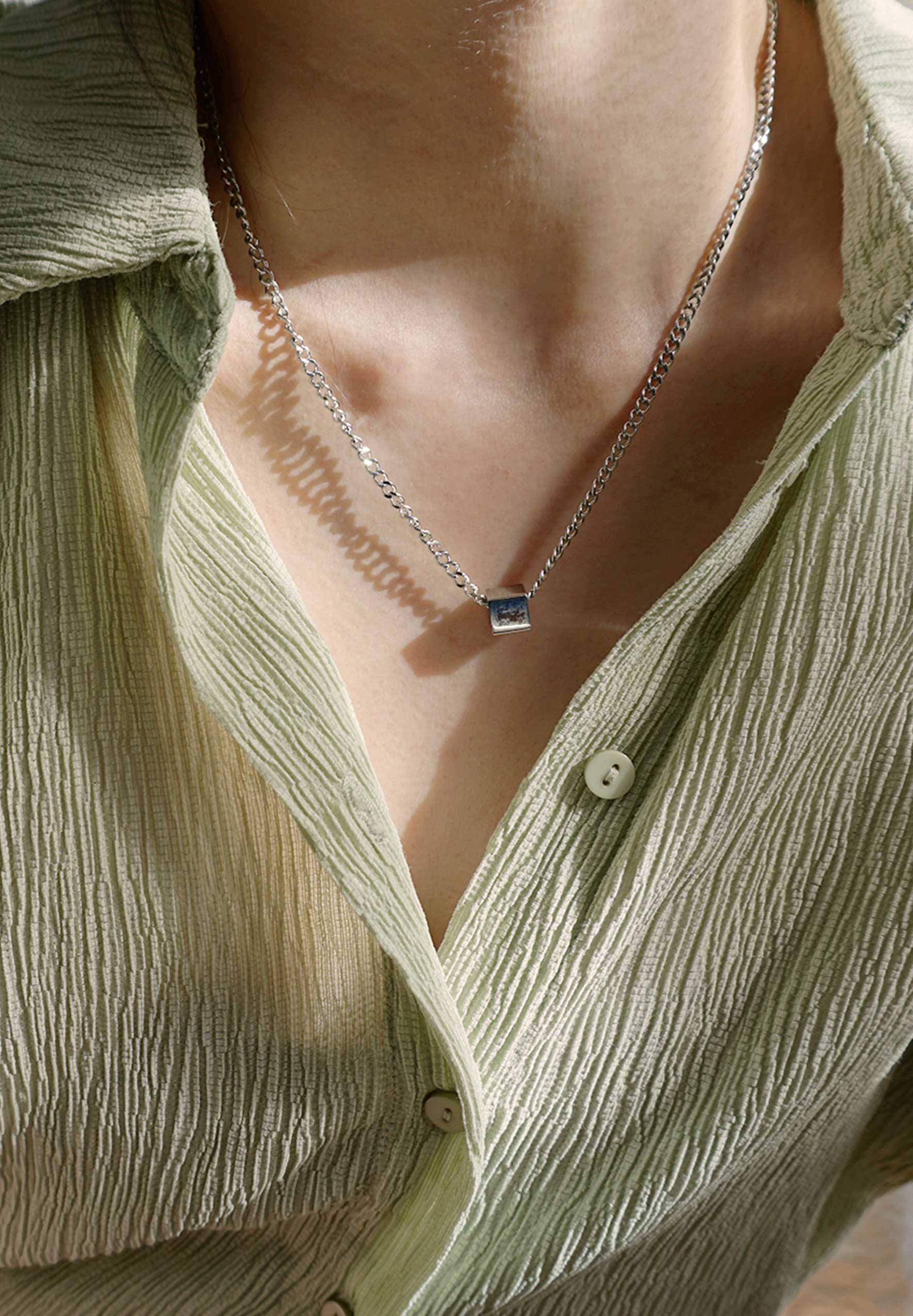 Cube Cuban Link Silver Chain Necklace