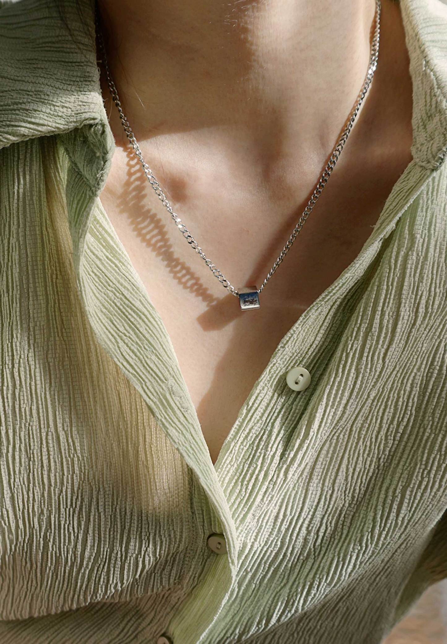 Cube Cuban Link Silver Chain Necklace