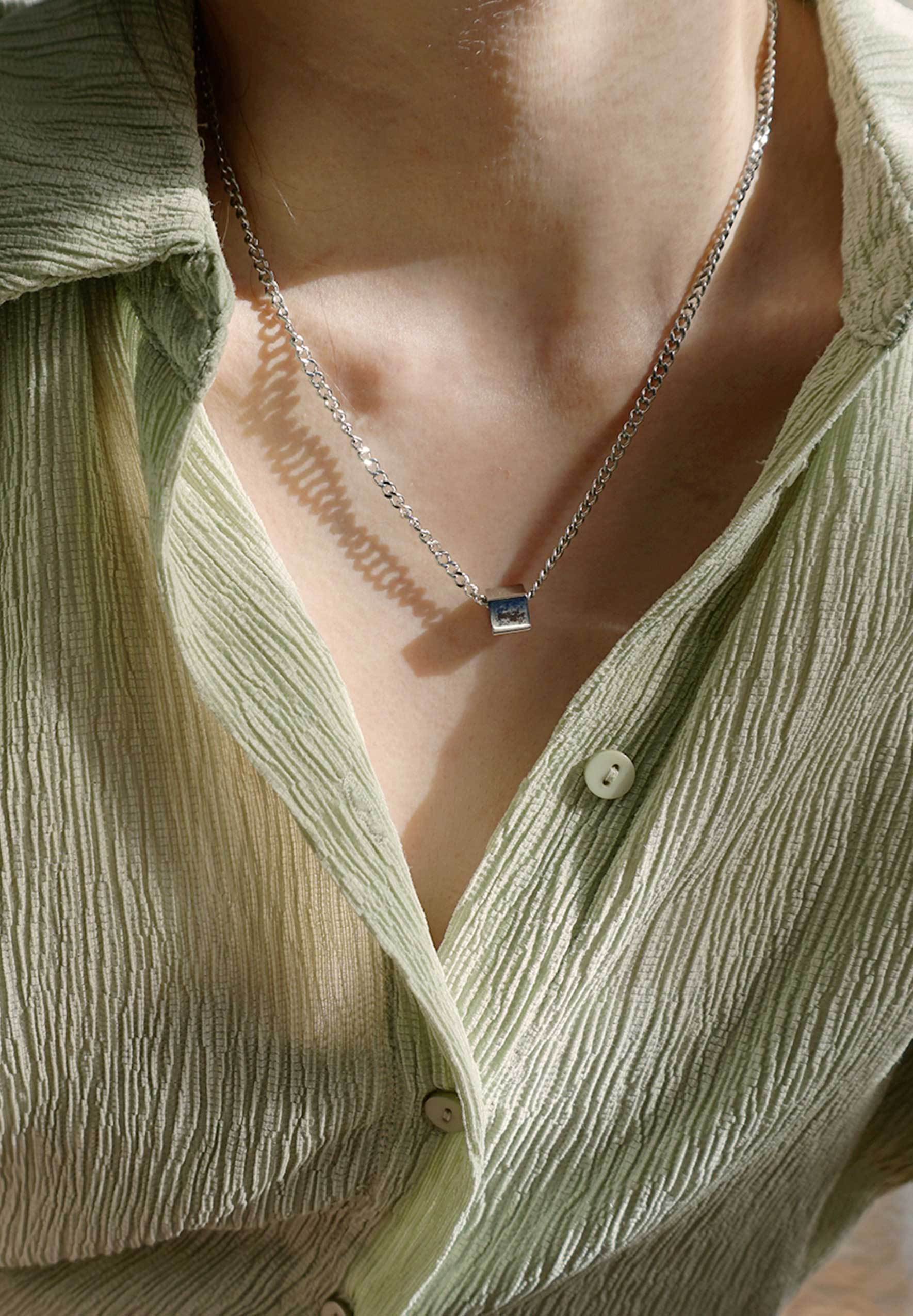 Cube Cuban Link Silver Chain Necklace