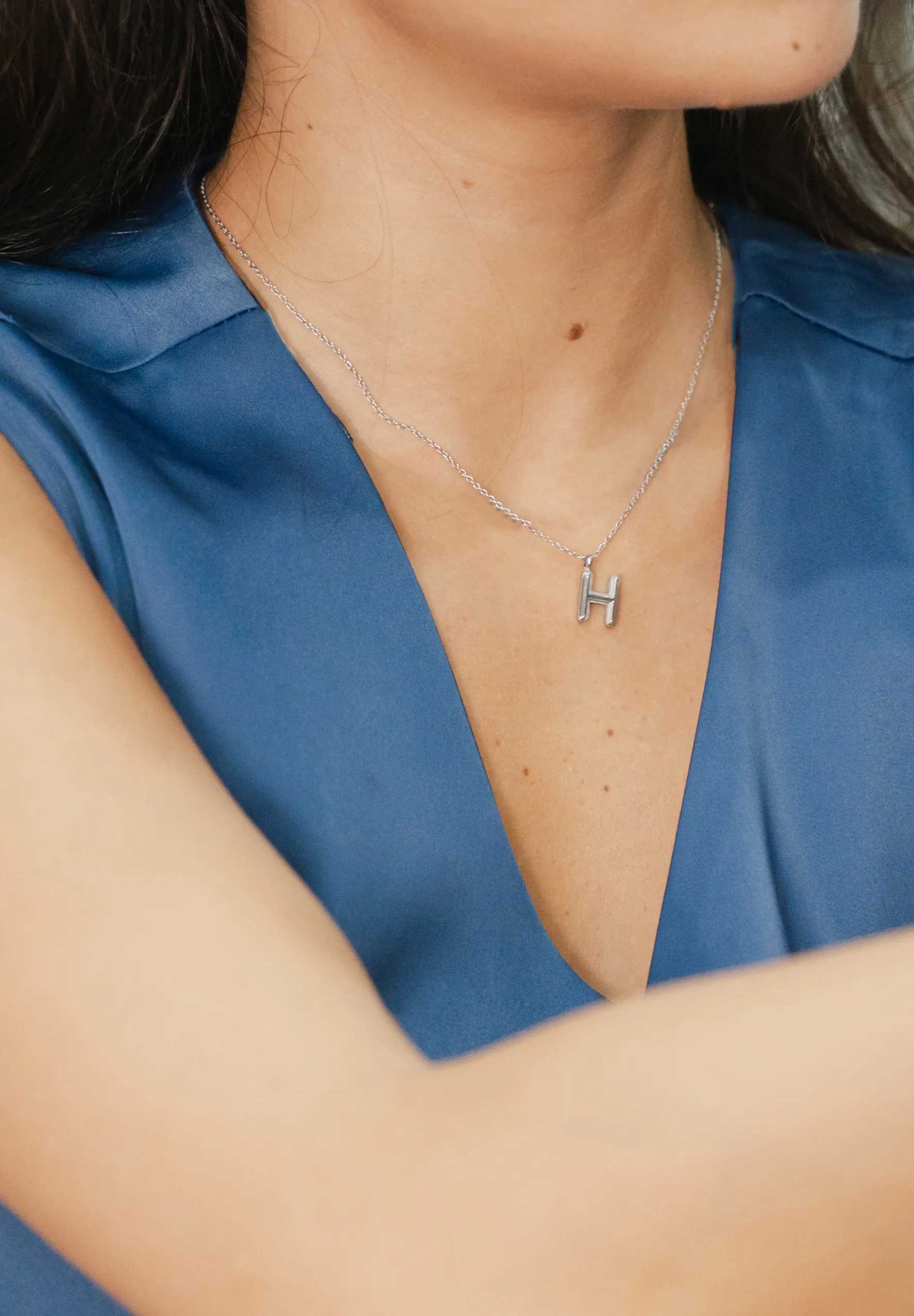Alphabet Silver Chain Pendant Necklace