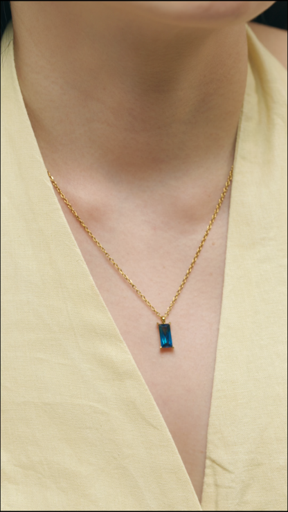 Verity Blue Sapphire Pendant Gold Chain Necklace
