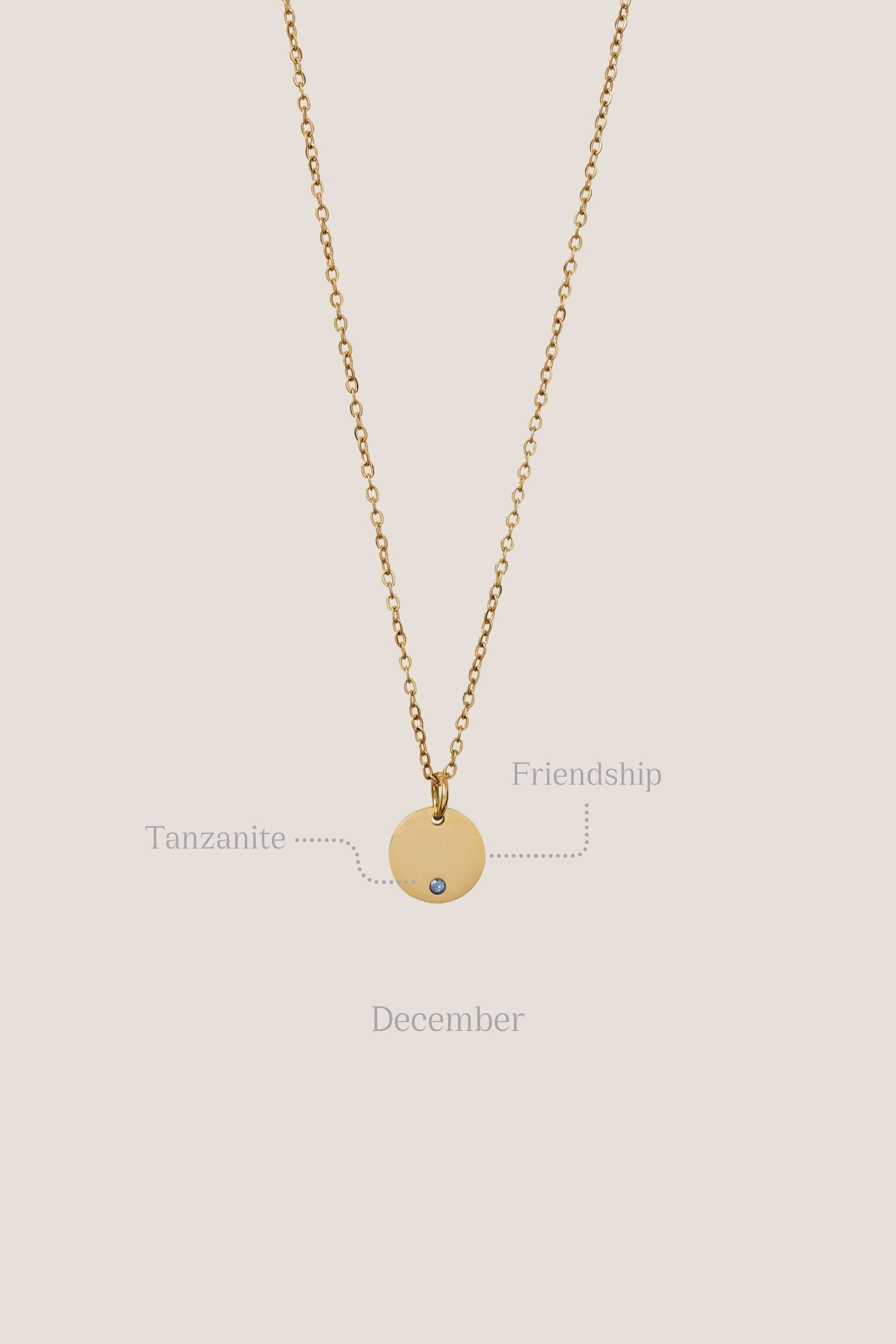Birthstone Round Pendant Gold Chain Necklace