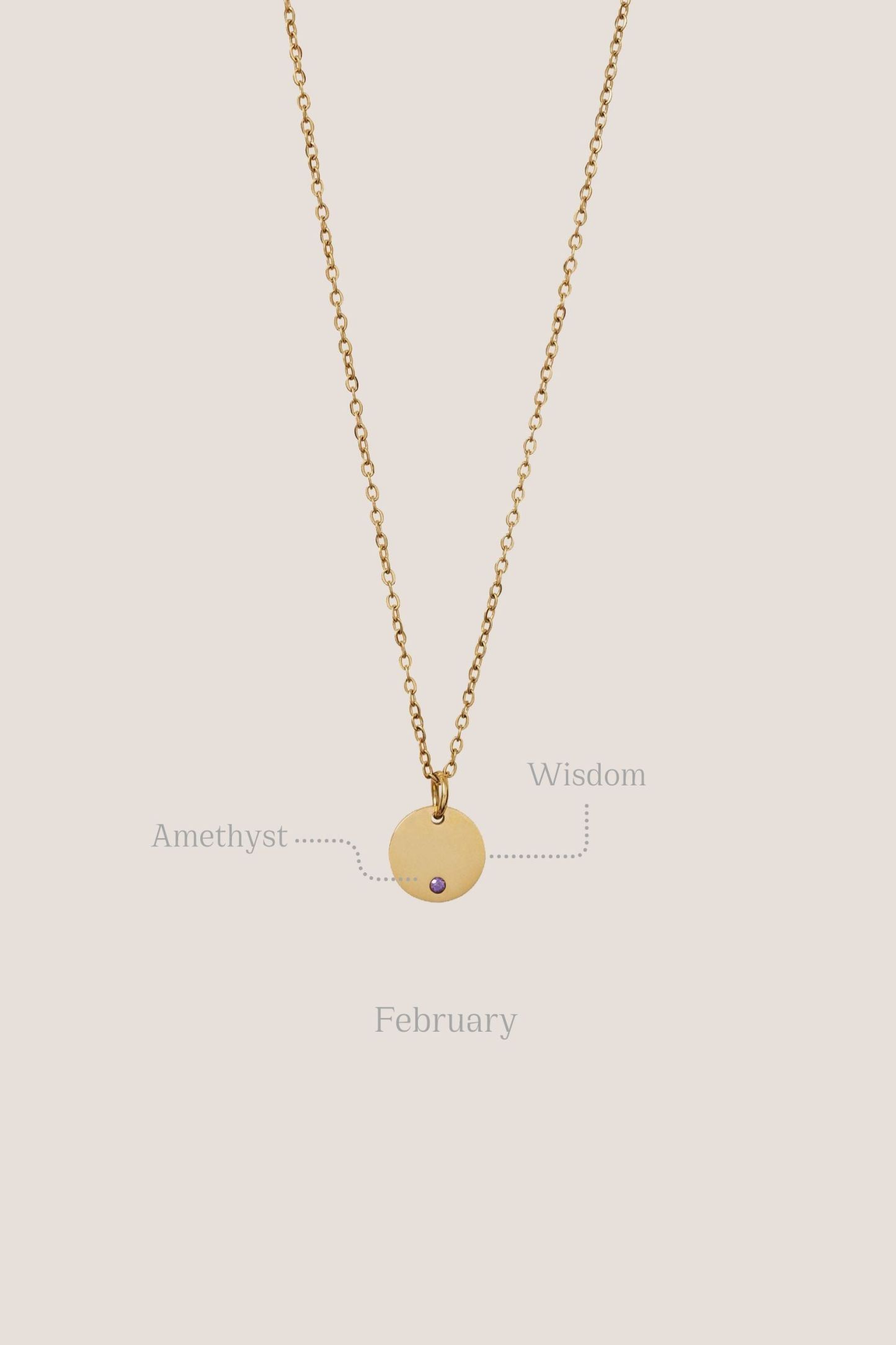 Birthstone Round Pendant Gold Chain Necklace