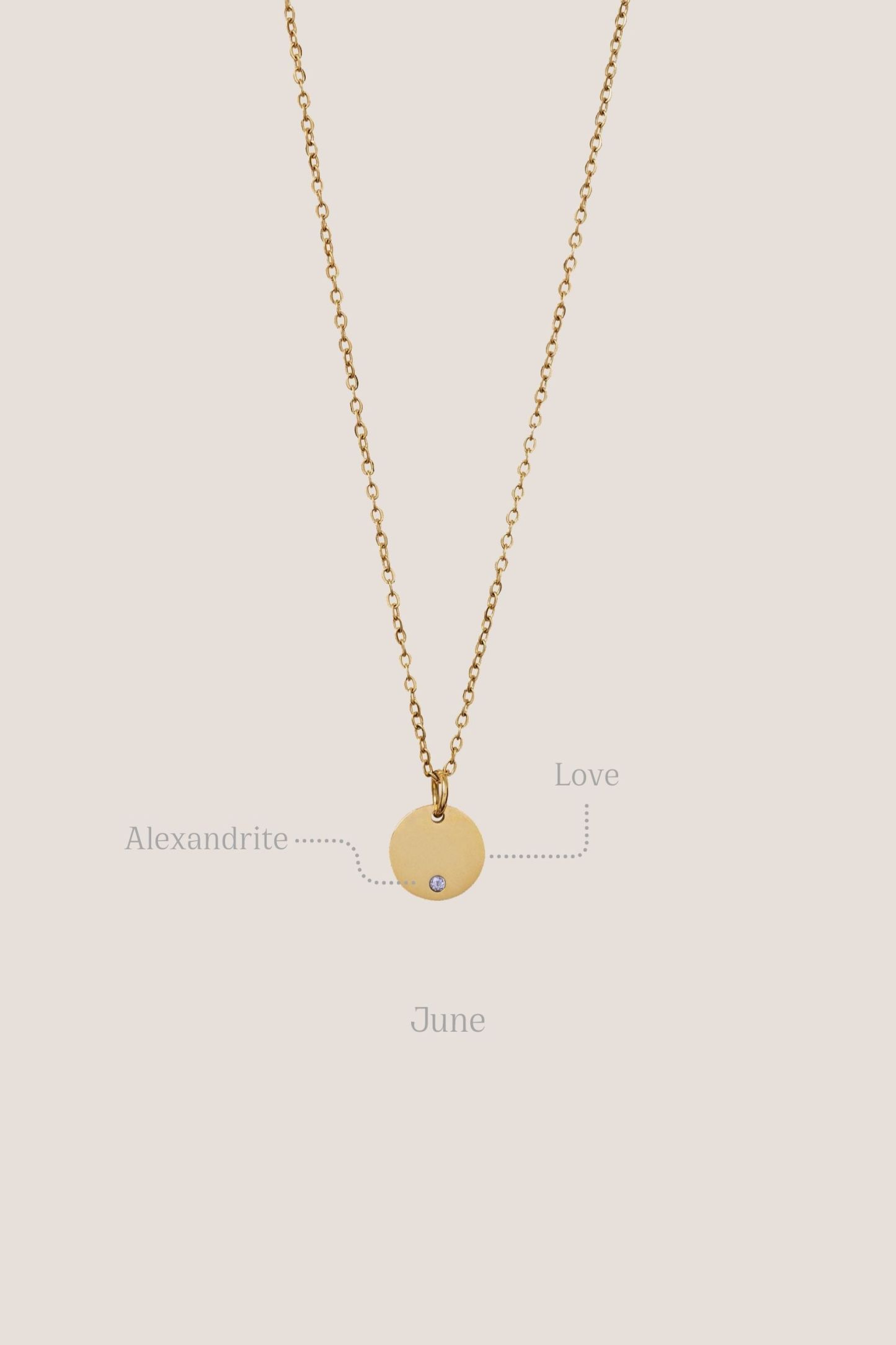 Birthstone Round Pendant Gold Chain Necklace
