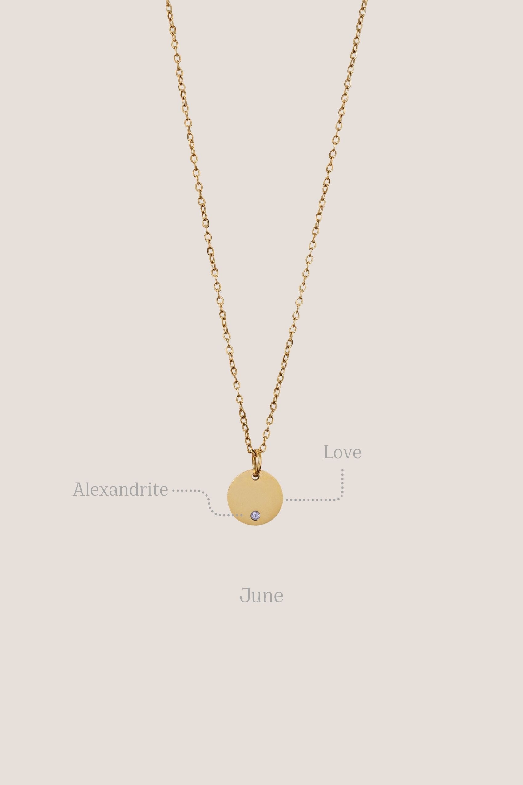 Birthstone Round Pendant Gold Chain Necklace
