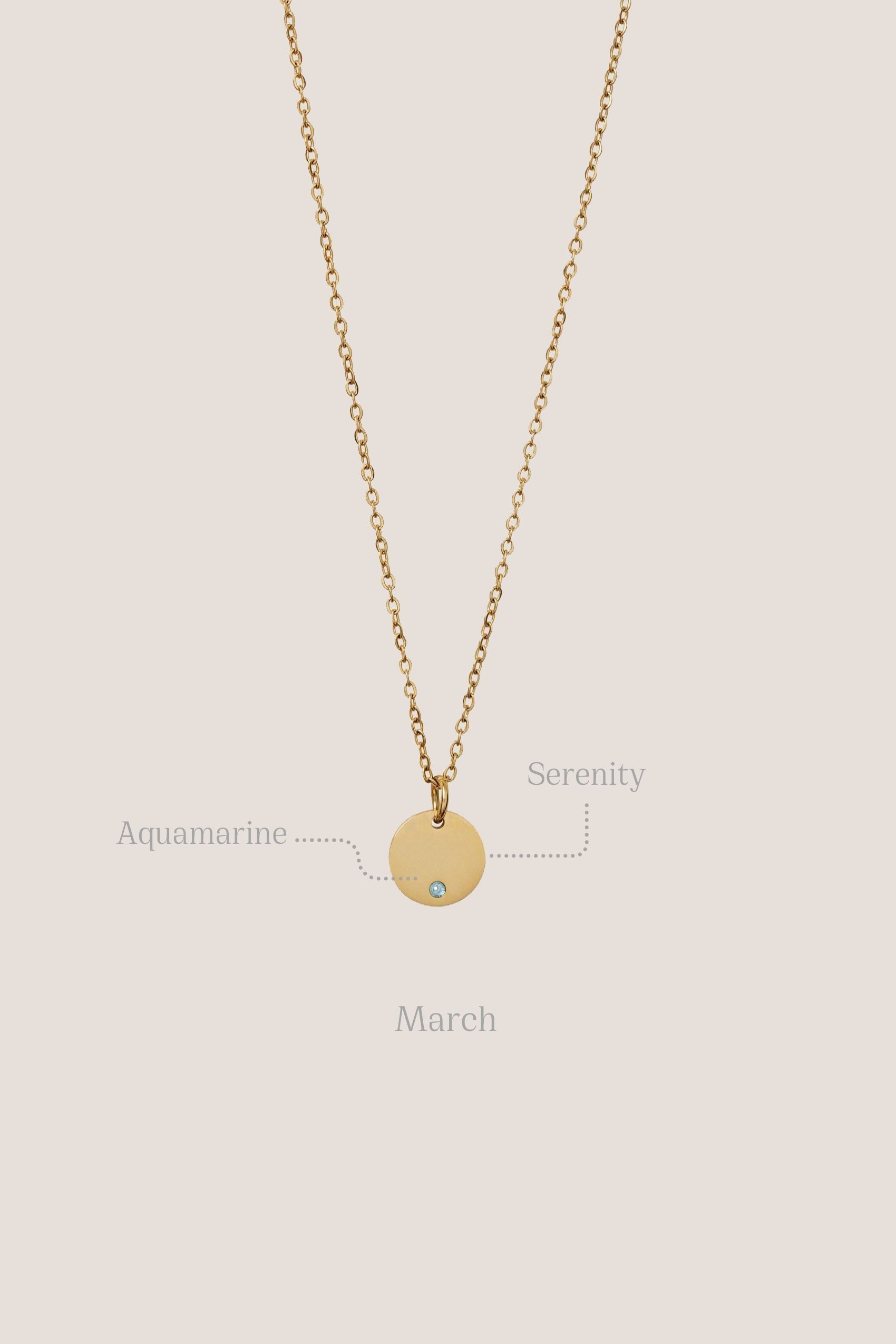 Birthstone Round Pendant Gold Chain Necklace