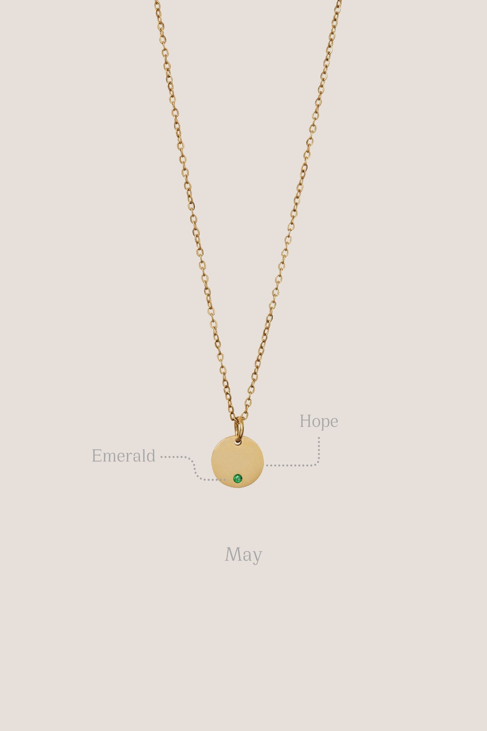 Birthstone Round Pendant Gold Chain Necklace