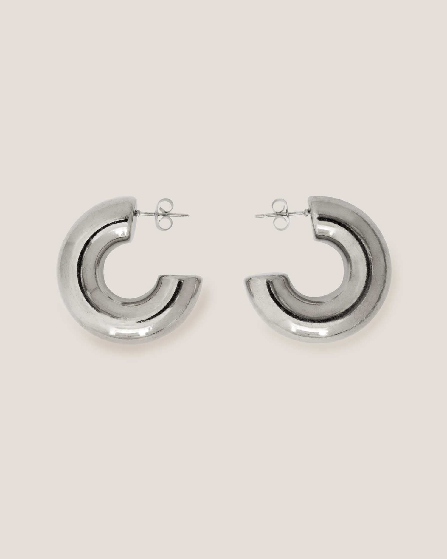 Chunky Hoop Bold Silver Earrings