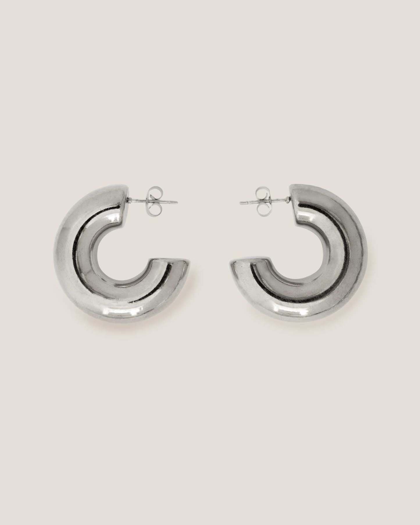 Chunky Hoop Bold Silver Earrings