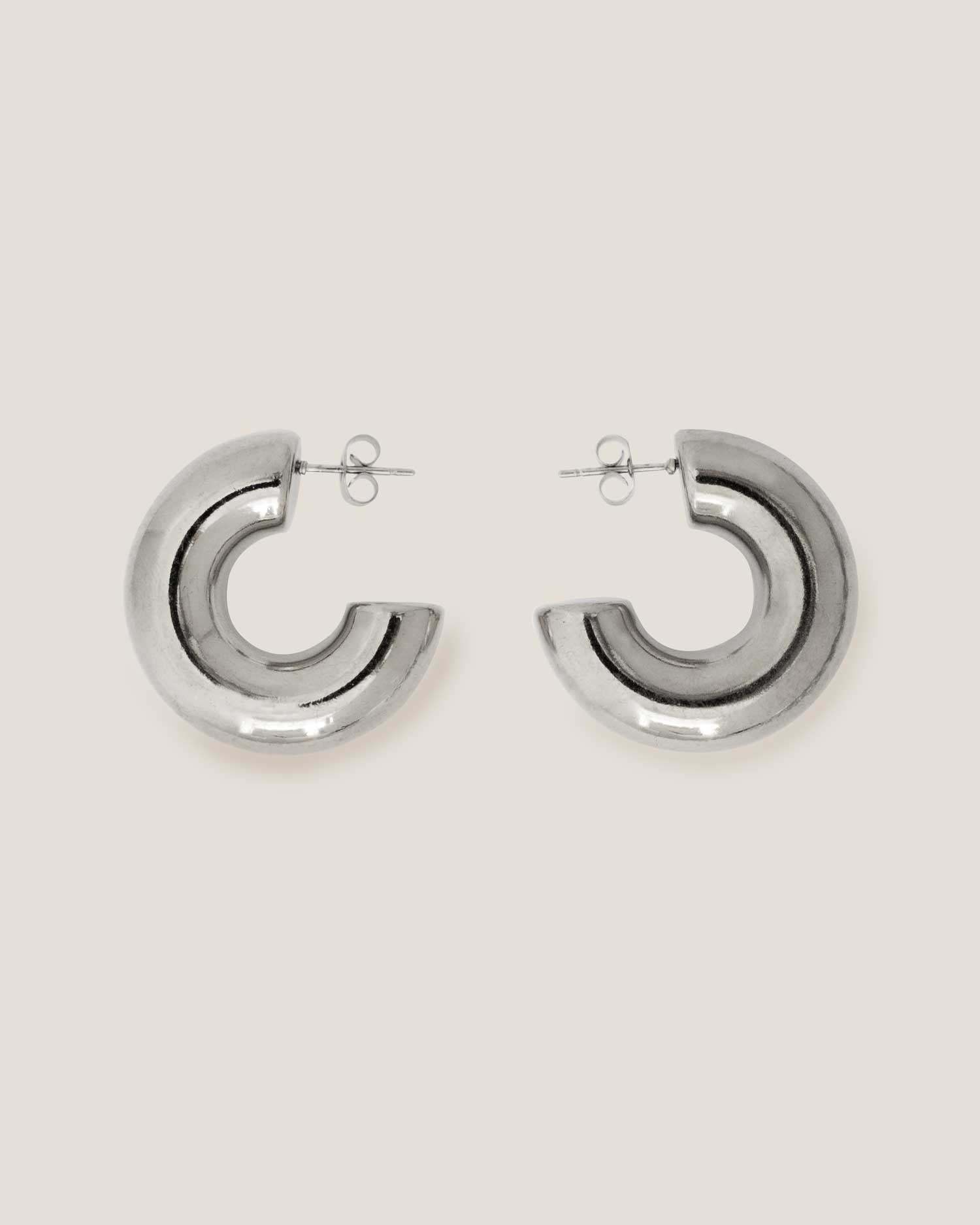 Chunky Hoop Bold Silver Earrings