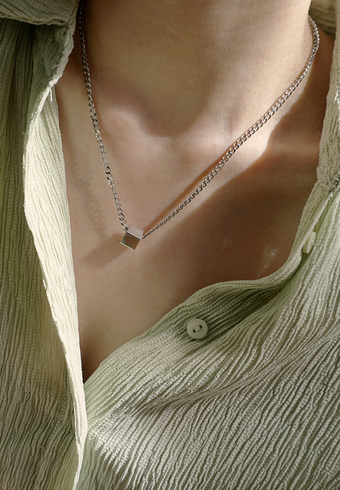 Cube Cuban Link Silver Chain Necklace