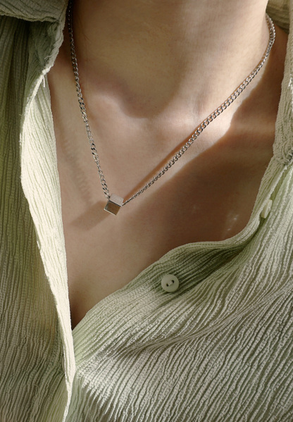 Cube Cuban Link Silver Chain Necklace