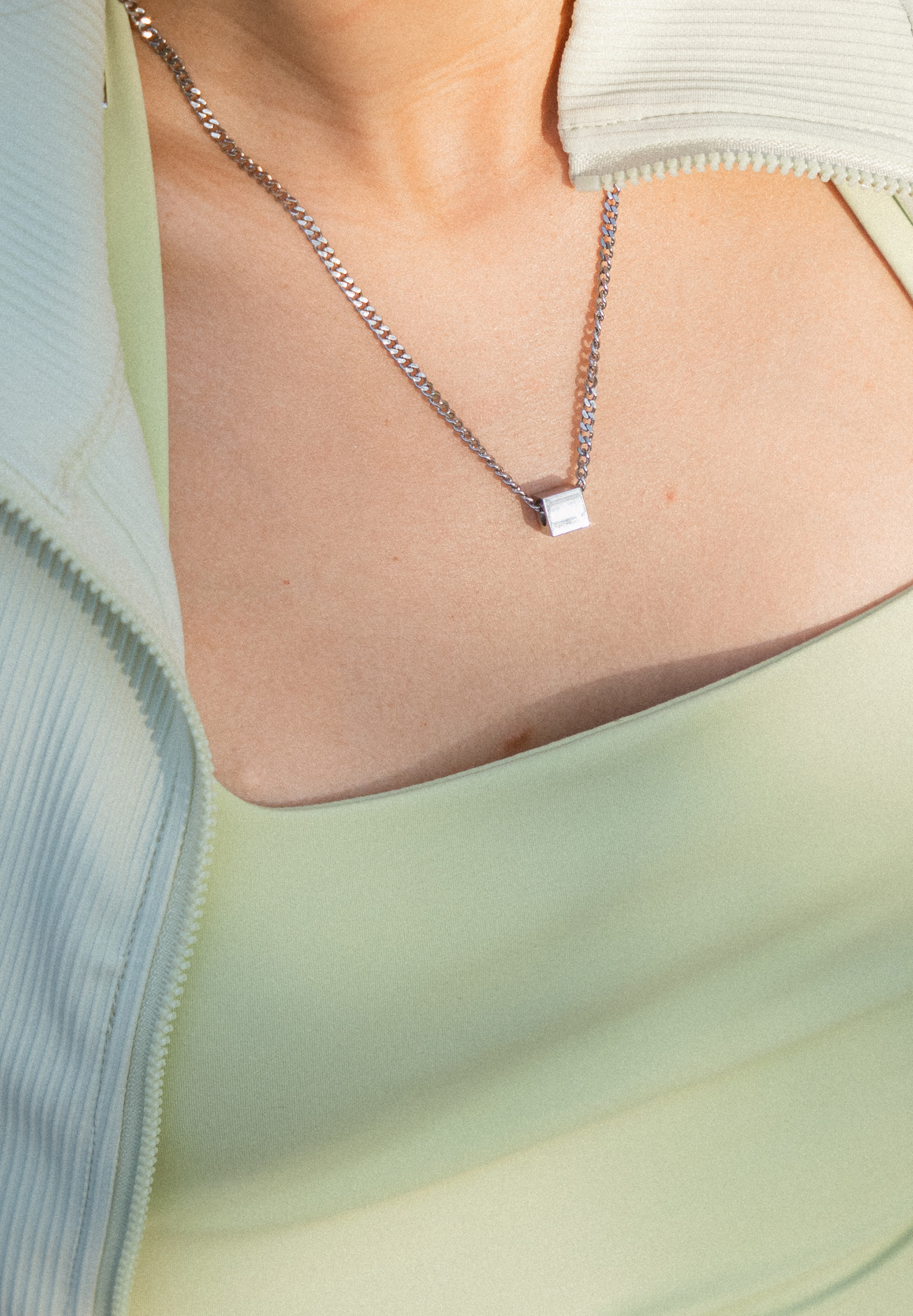 Cube Cuban Link Silver Chain Necklace