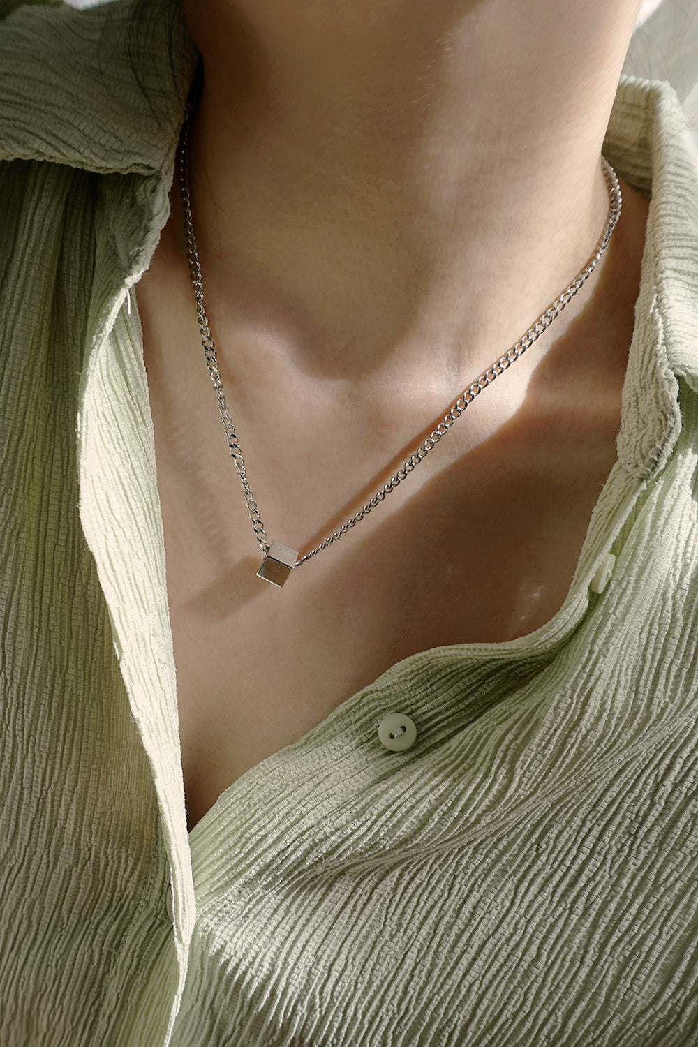 Cube Necklace Single LONG - OLA | 3d printed jewelry
