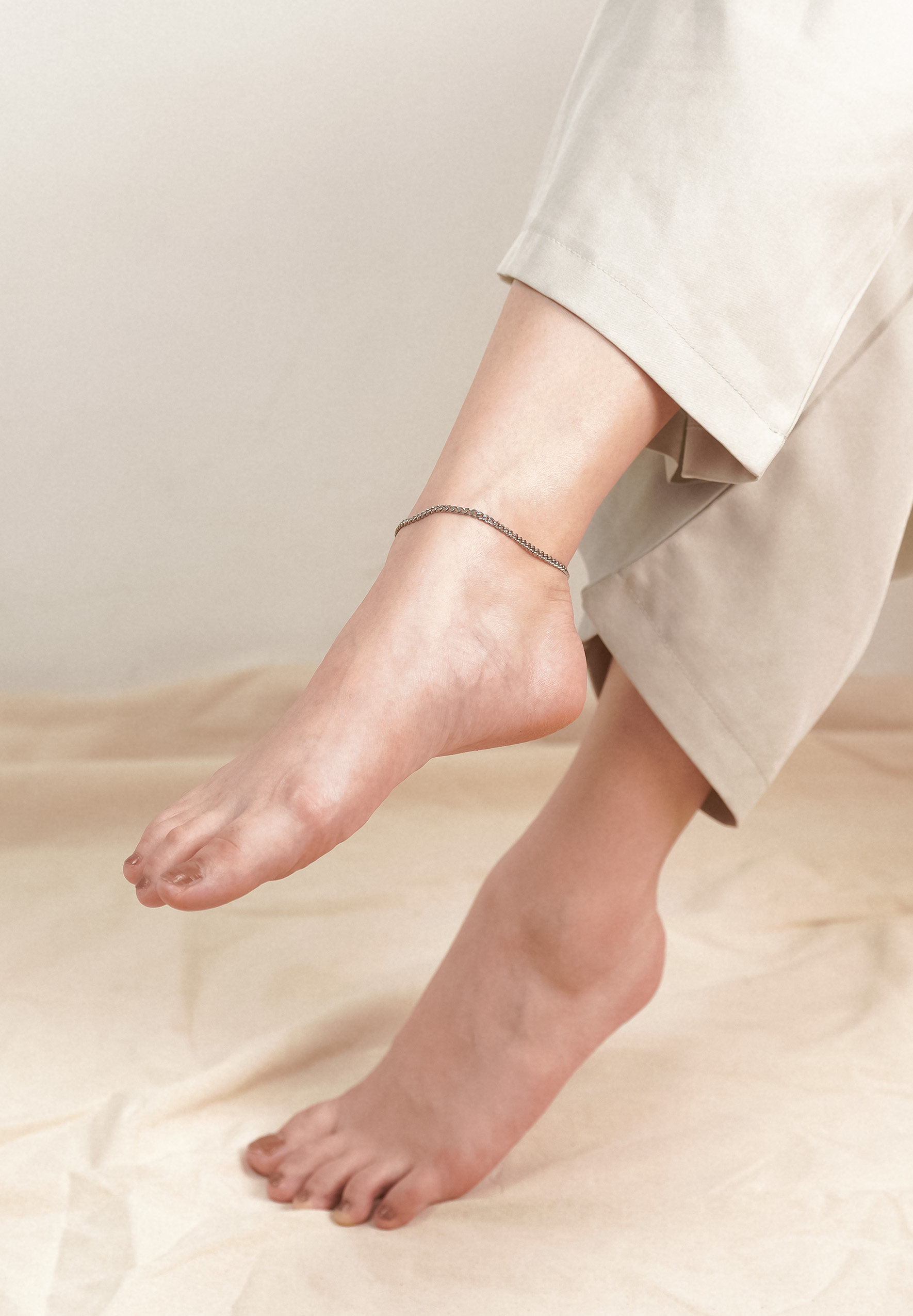 Curb Chain Silver Anklet