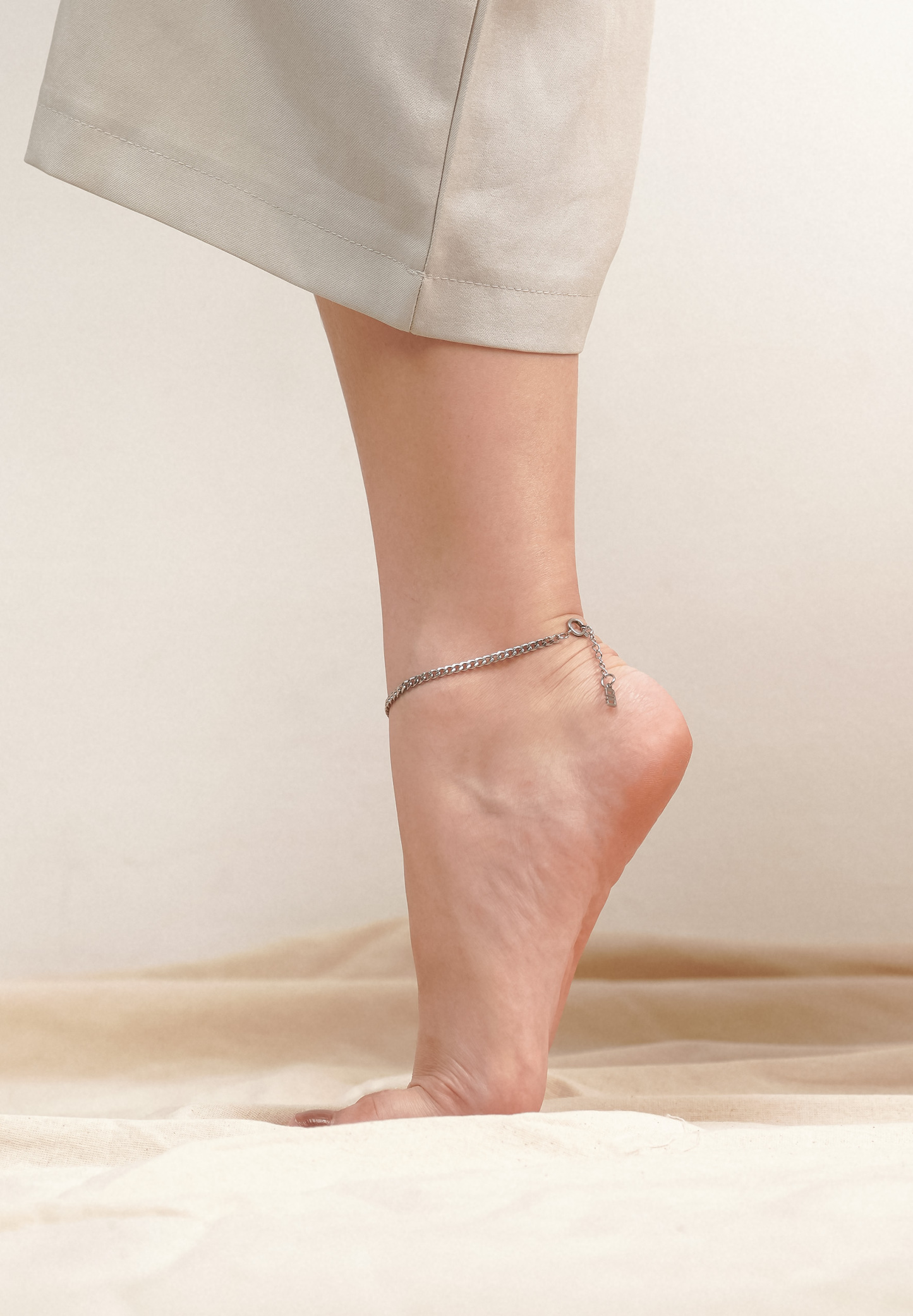 Curb Chain Silver Anklet