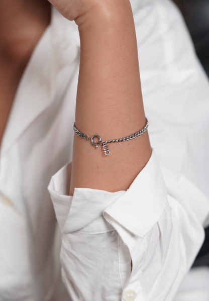 Curb Chain Silver Bracelet