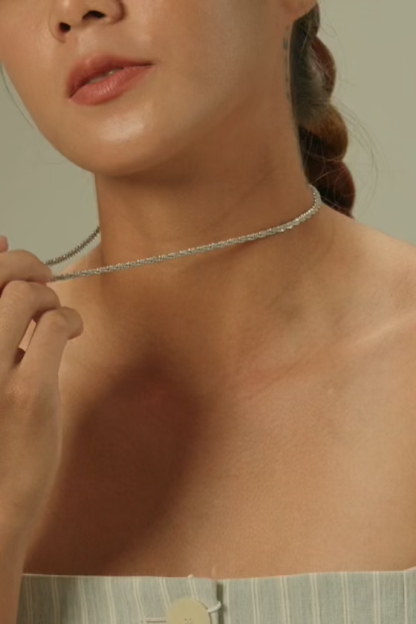 Tweed Silver Chain Necklace