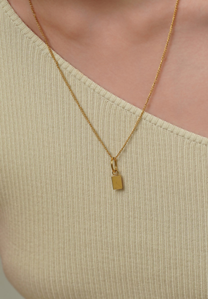 Dear Me Postcard Charm with Gold Chain Necklace