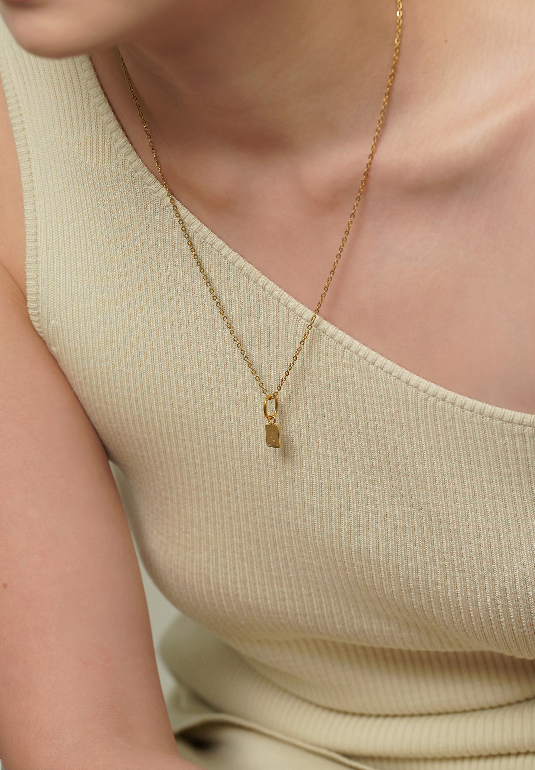 Dear Me Postcard Charm with Gold Chain Necklace