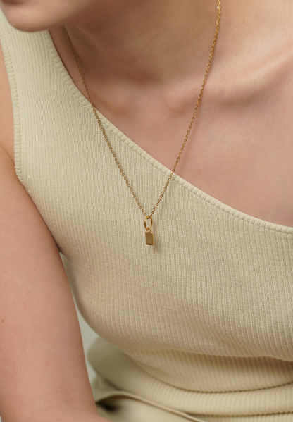 Dear Me Postcard Charm with Gold Chain Necklace