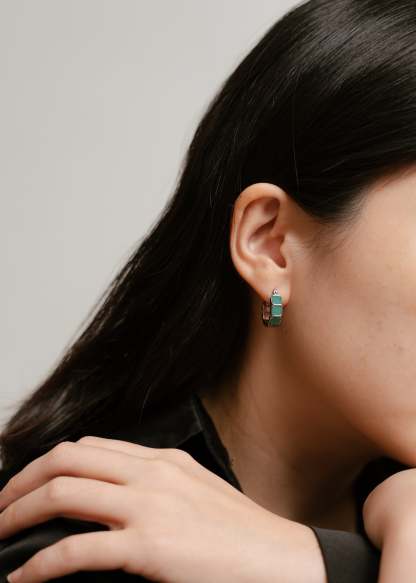 Eterna Aventurine Jade Silver Hoop Earrings 