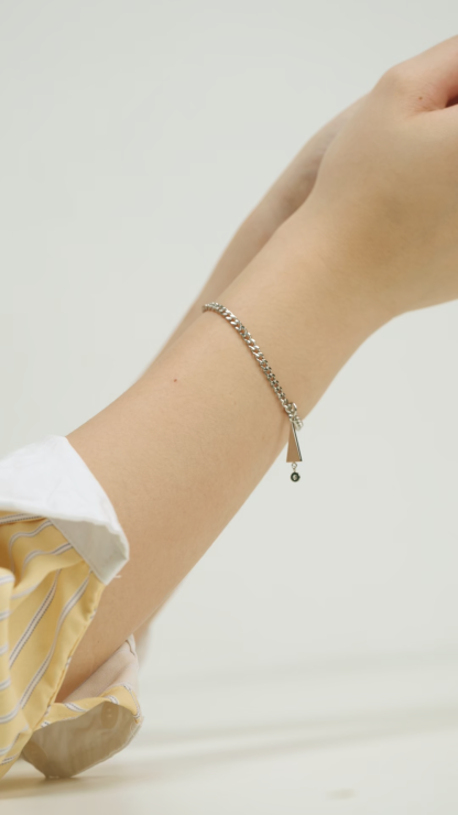 Bibelot Silver Pendant with Curb Chain Bracelet