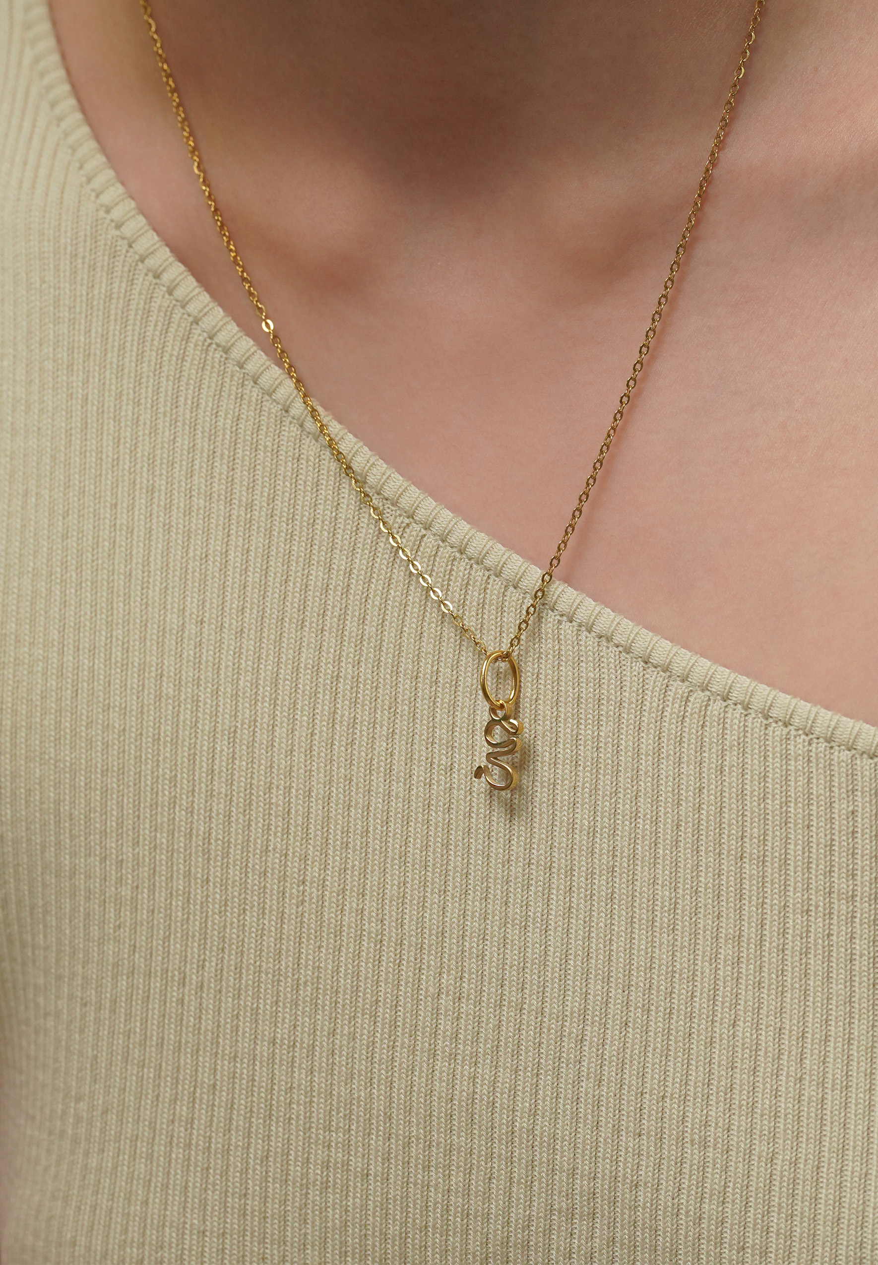 Go With The Slow Charm with Gold Chain Necklace