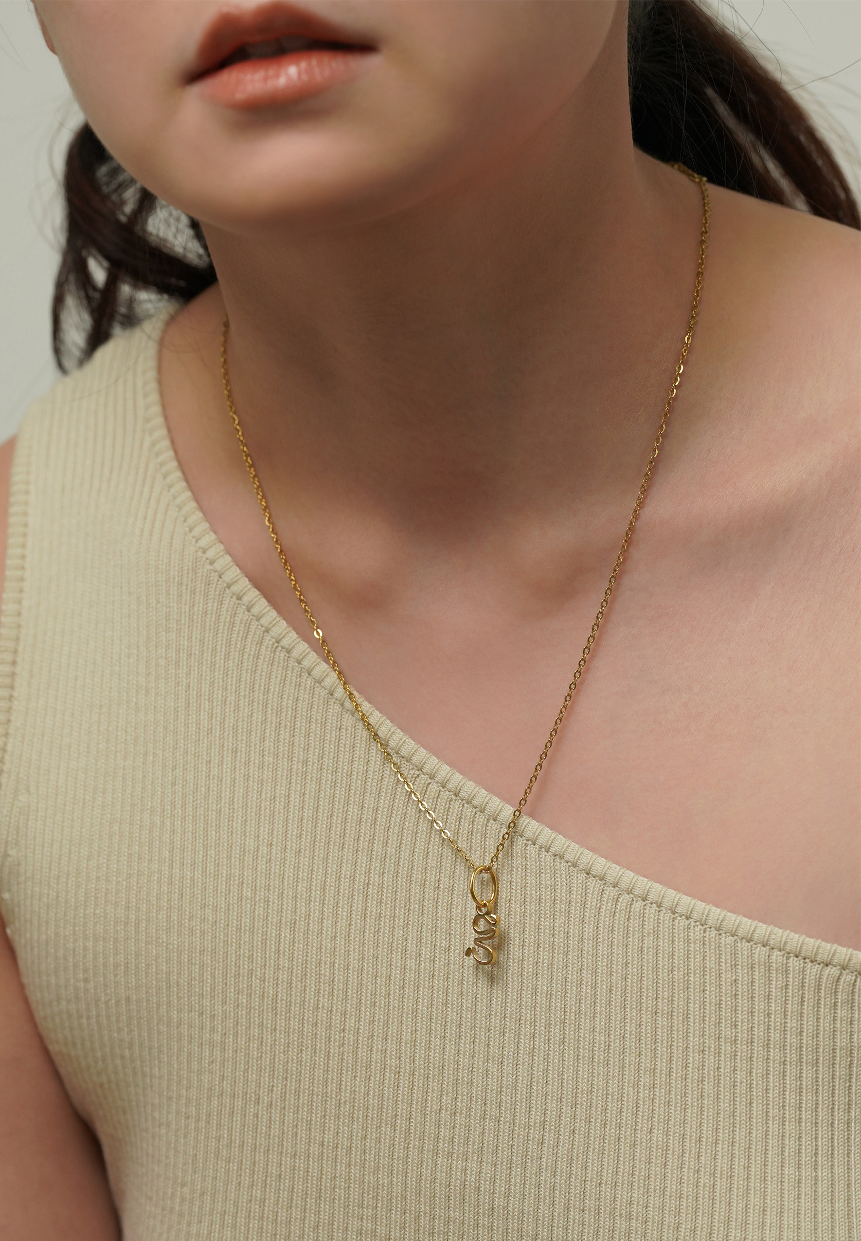 Go With The Slow Charm with Gold Chain Necklace