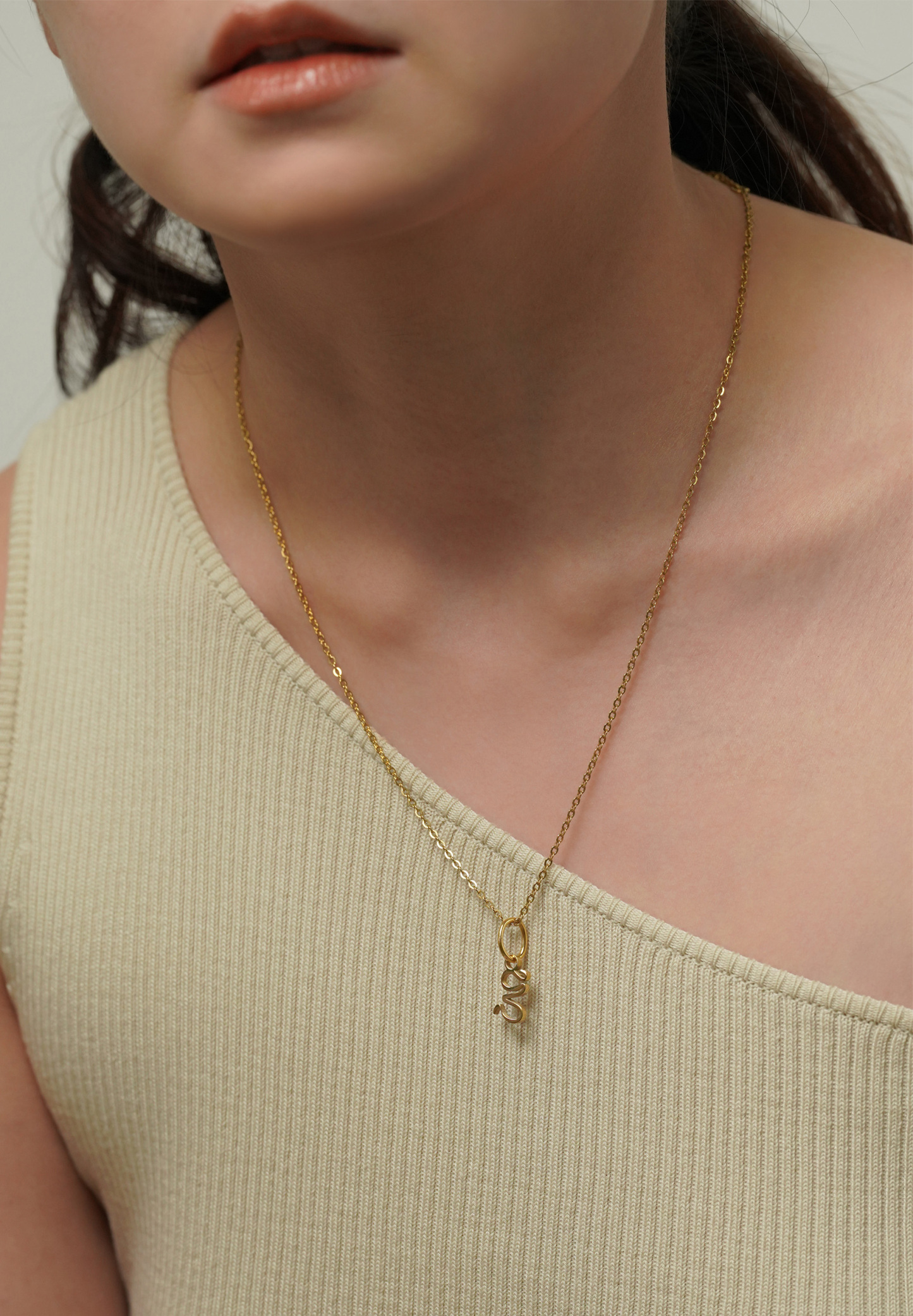 Go With The Slow Charm with Gold Chain Necklace