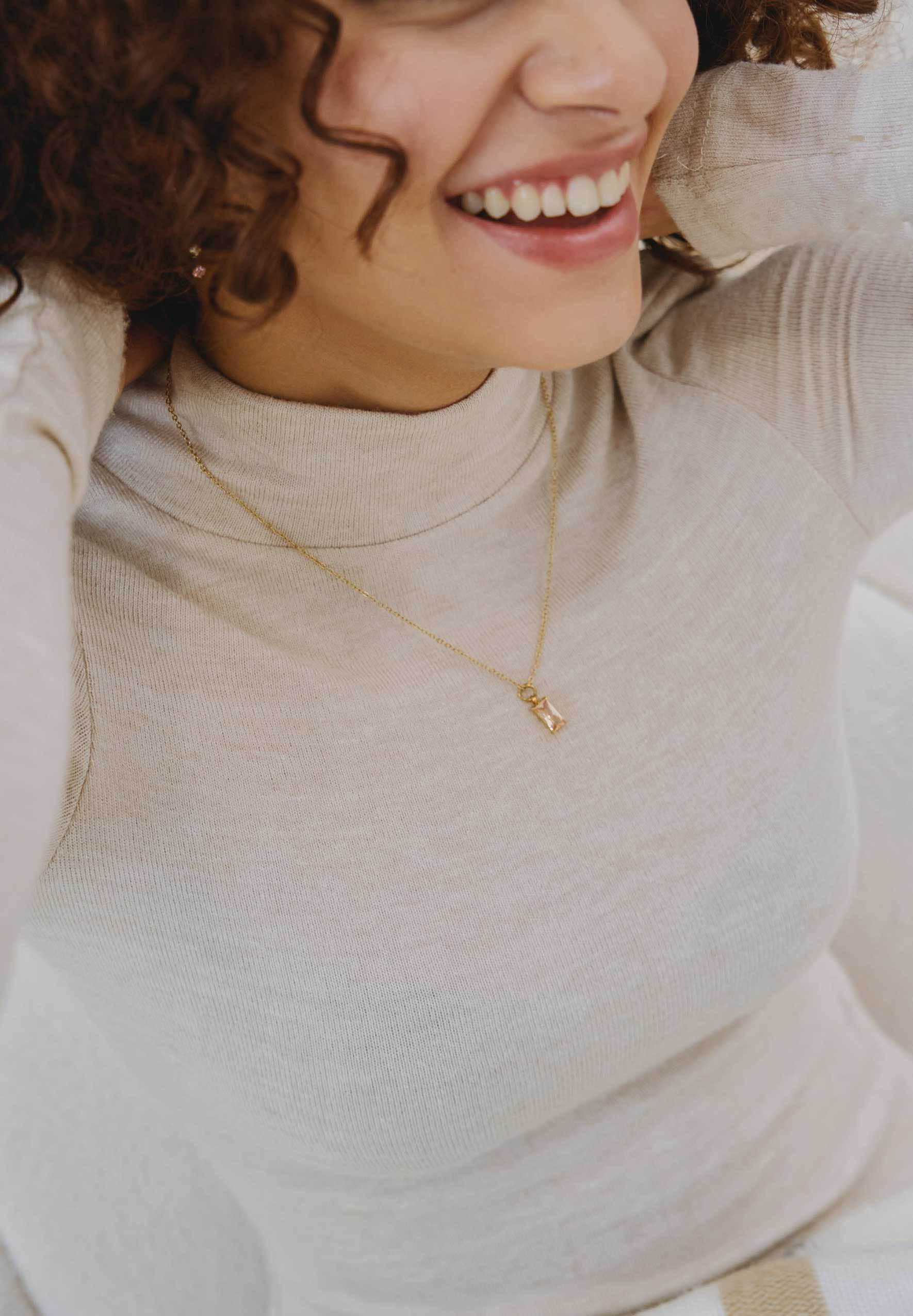 Verity Champagne Pendant Gold Chain Necklace