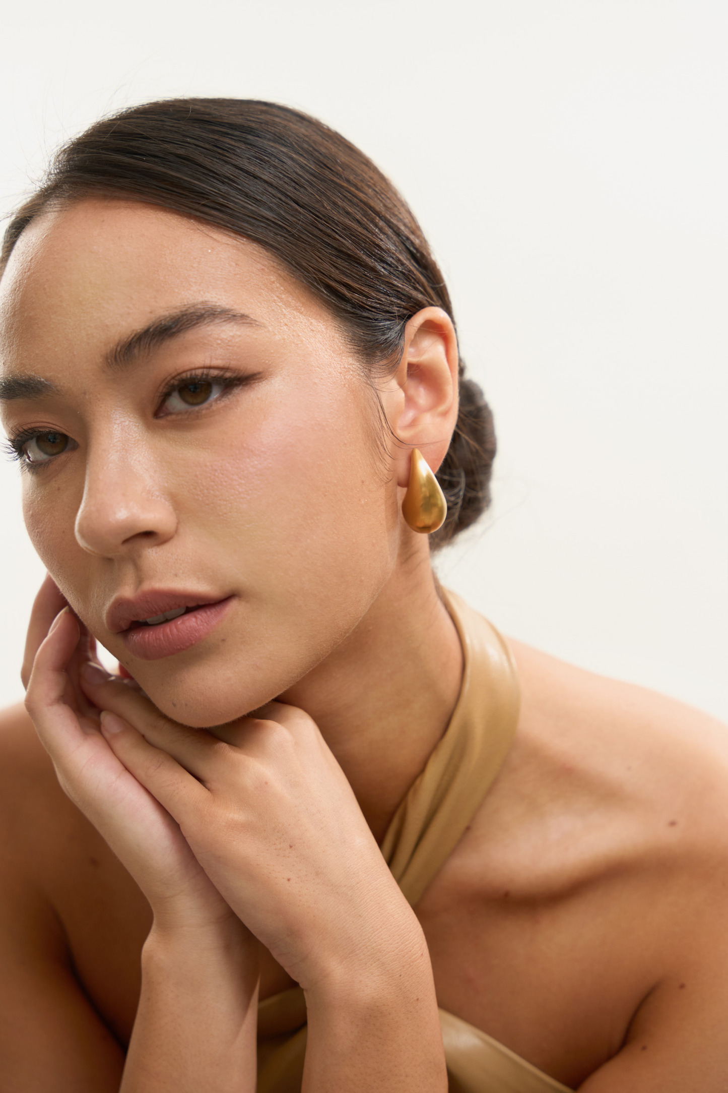 Mega Droplet Matte Gold Earrings