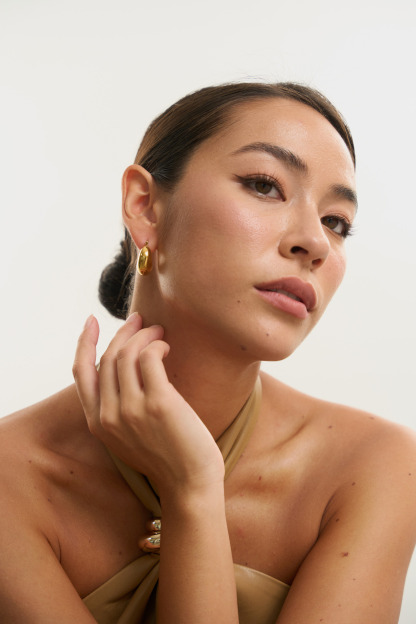 Chunky Huggie Gold Hoop Earrings
