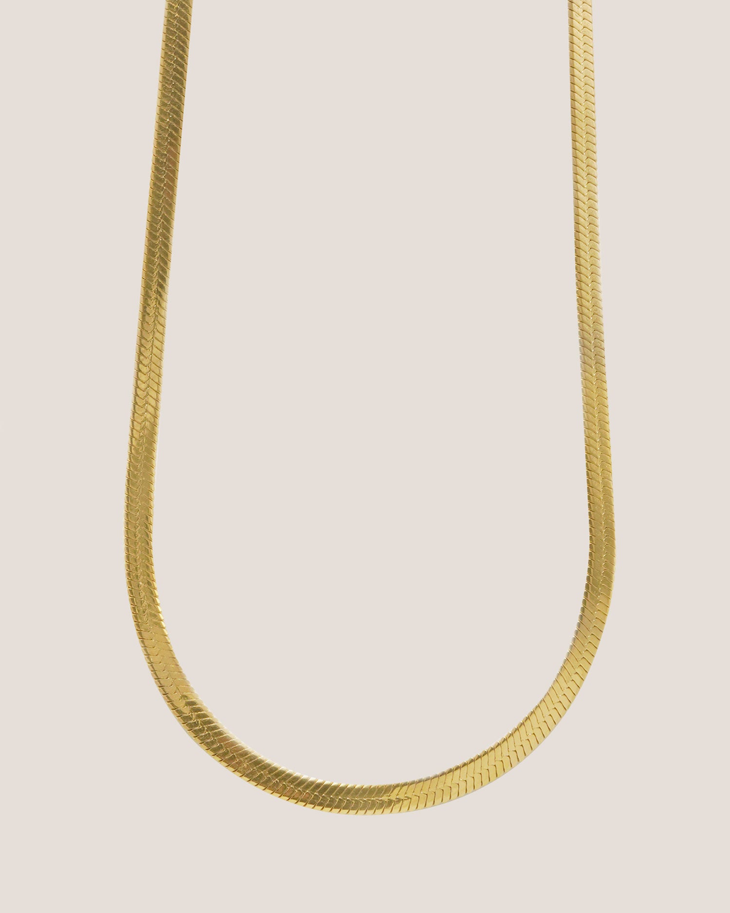 Herringbone Flat Bold Gold Chain Necklace
