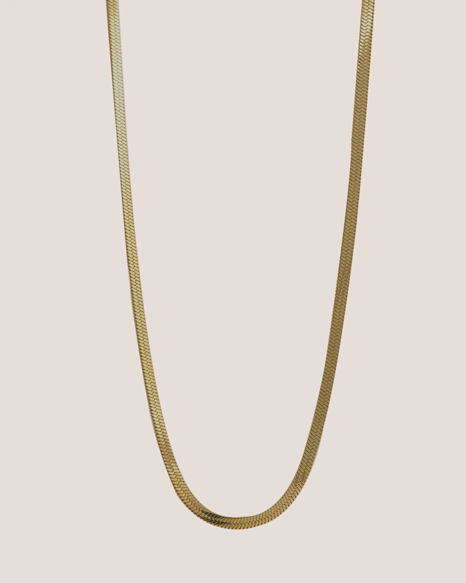 Herringbone Flat Thin Gold Chain Necklace