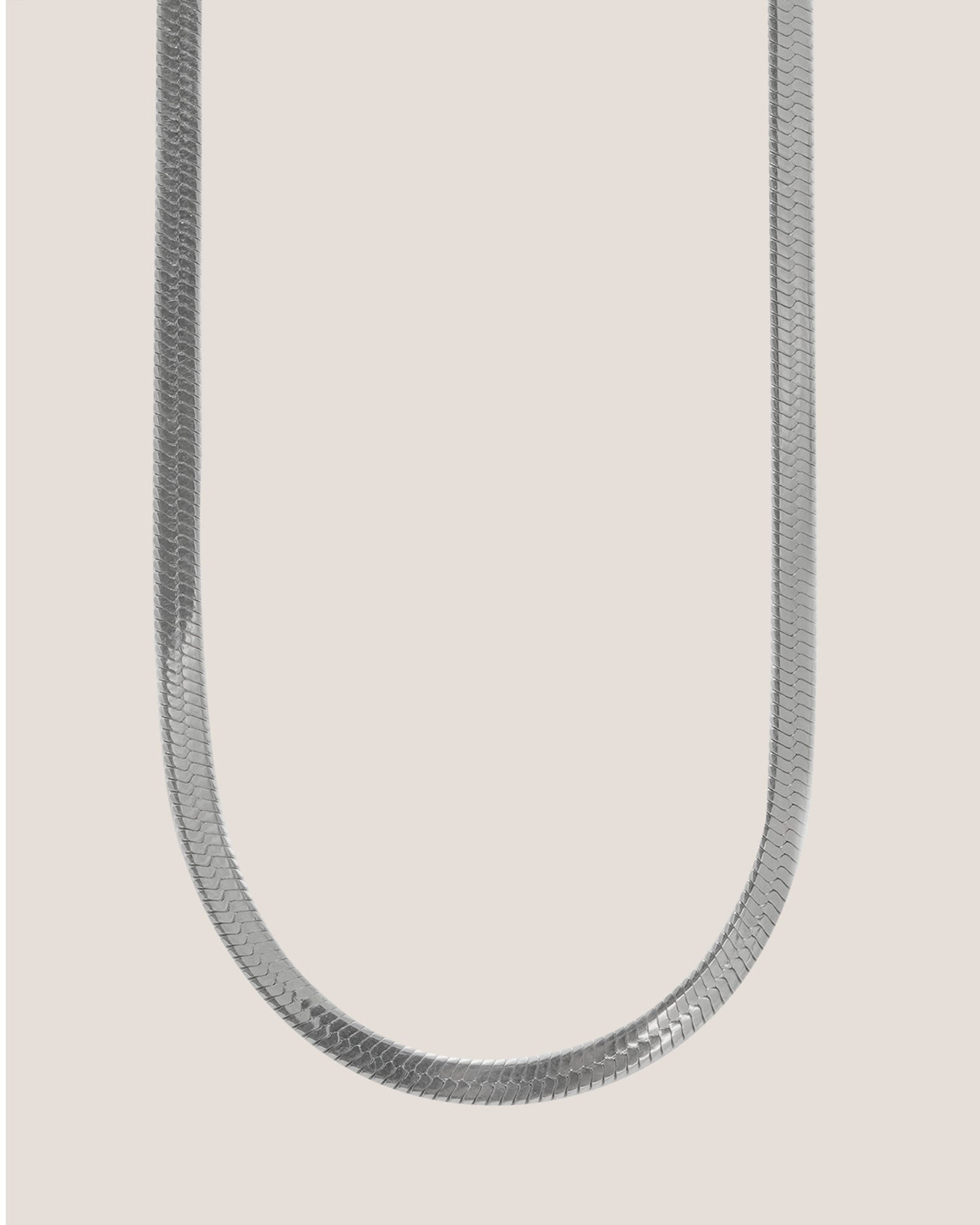 Herringbone Flat Bold Silver Chain Necklace