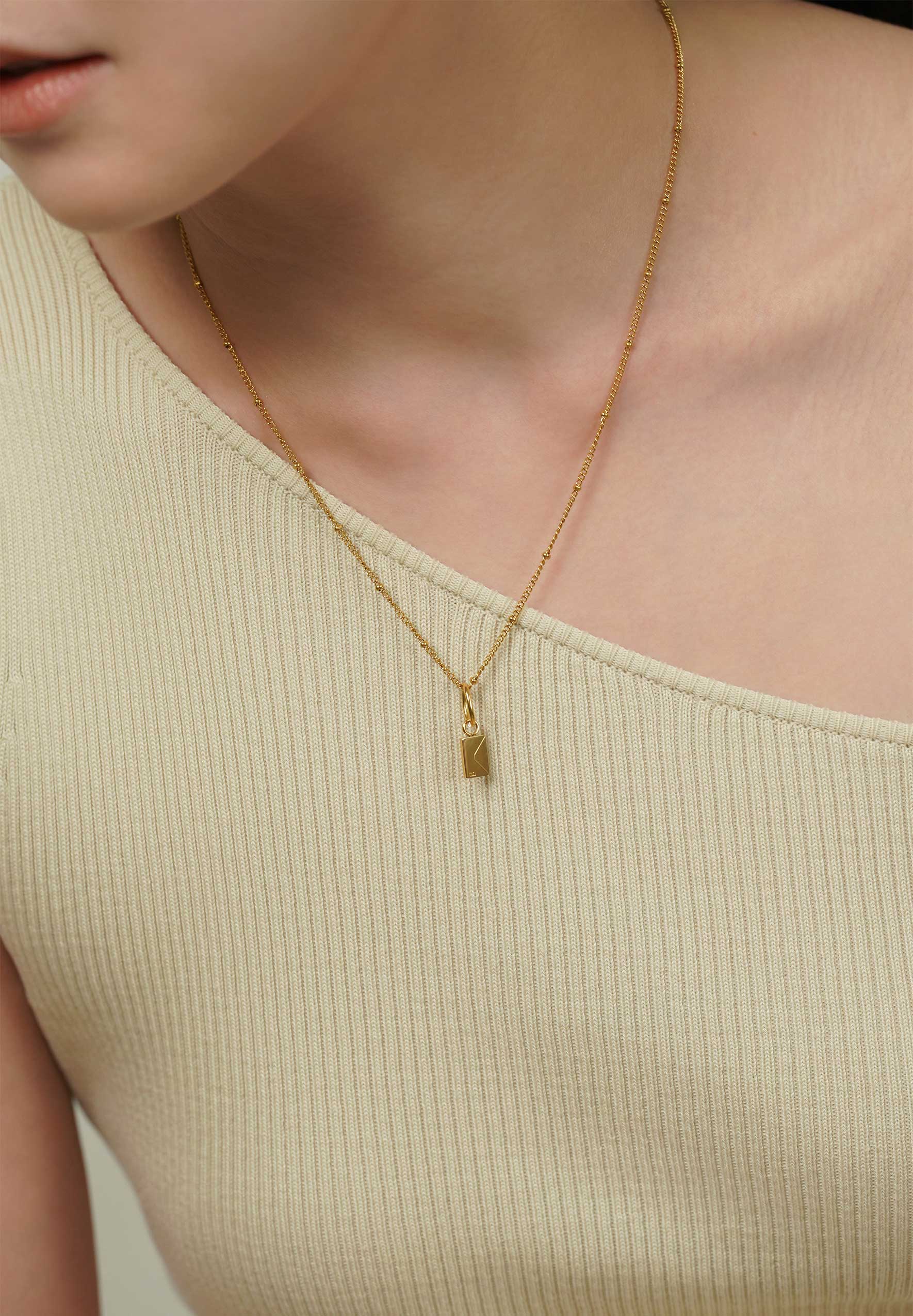 Dear Me Postcard Charm with Gold Chain Necklace