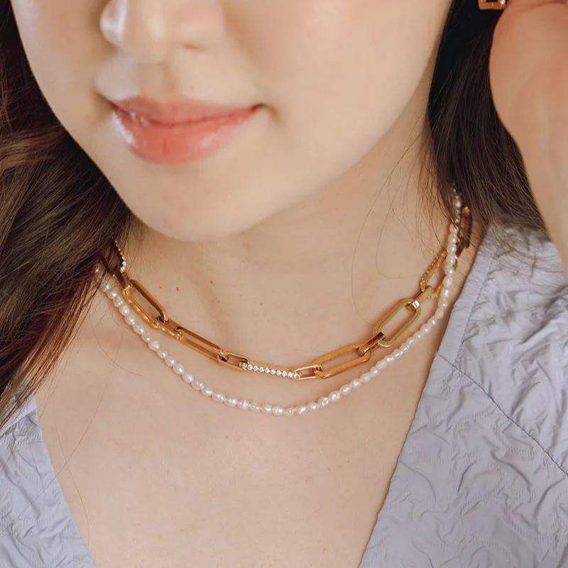 Fucata Baroque Freshwater Pearl Gold Necklace