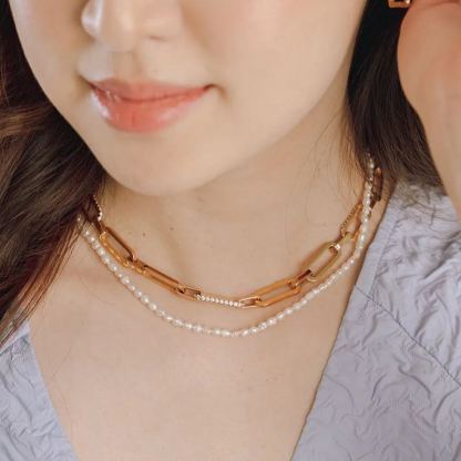 Fucata Baroque Freshwater Pearl Gold Necklace