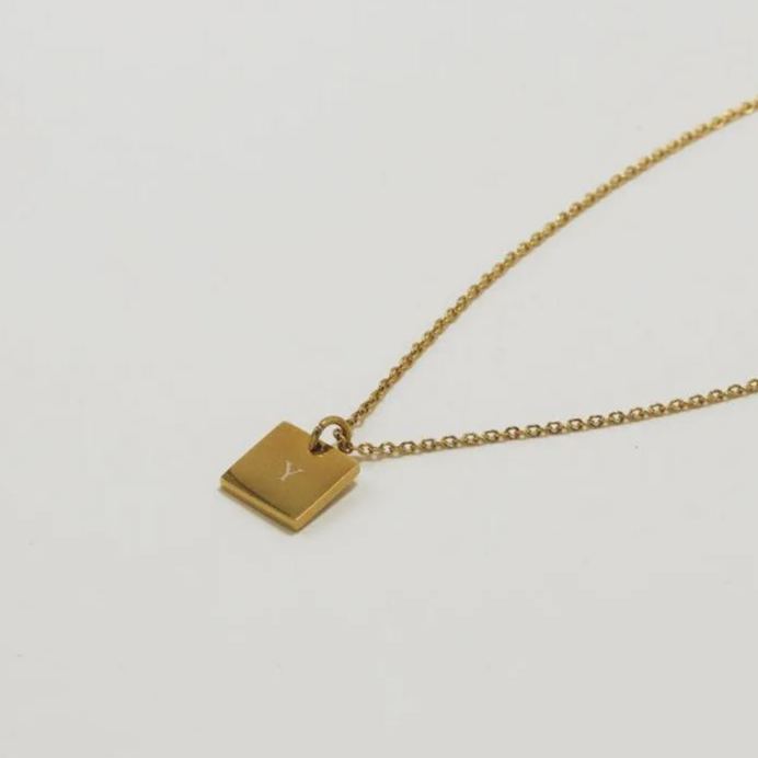 Square Pendant Gold Necklace