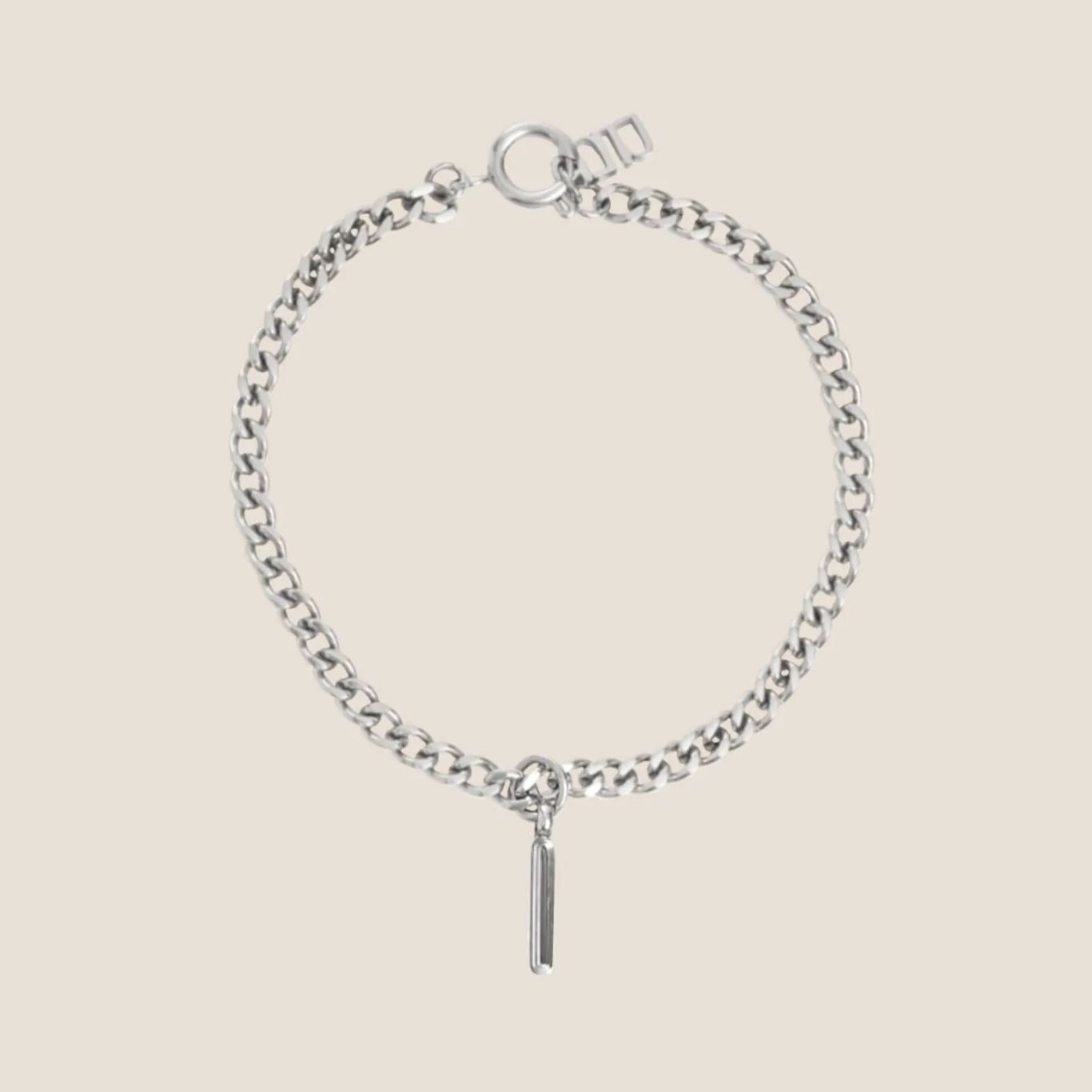 Alphabet Silver Pendant with Curb Chain Bracelet
