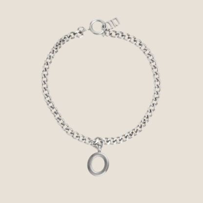 Alphabet Silver Pendant with Curb Chain Bracelet