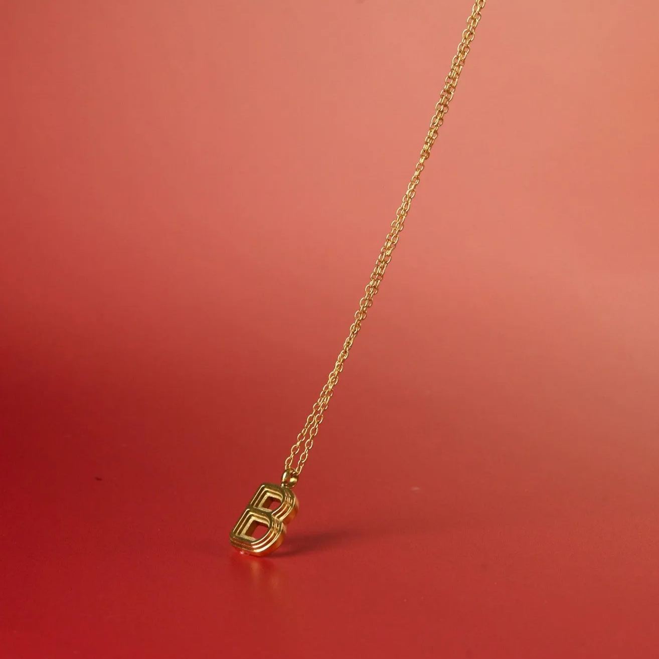 Alphabet Gold Pendant with Curb Chain Bracelet