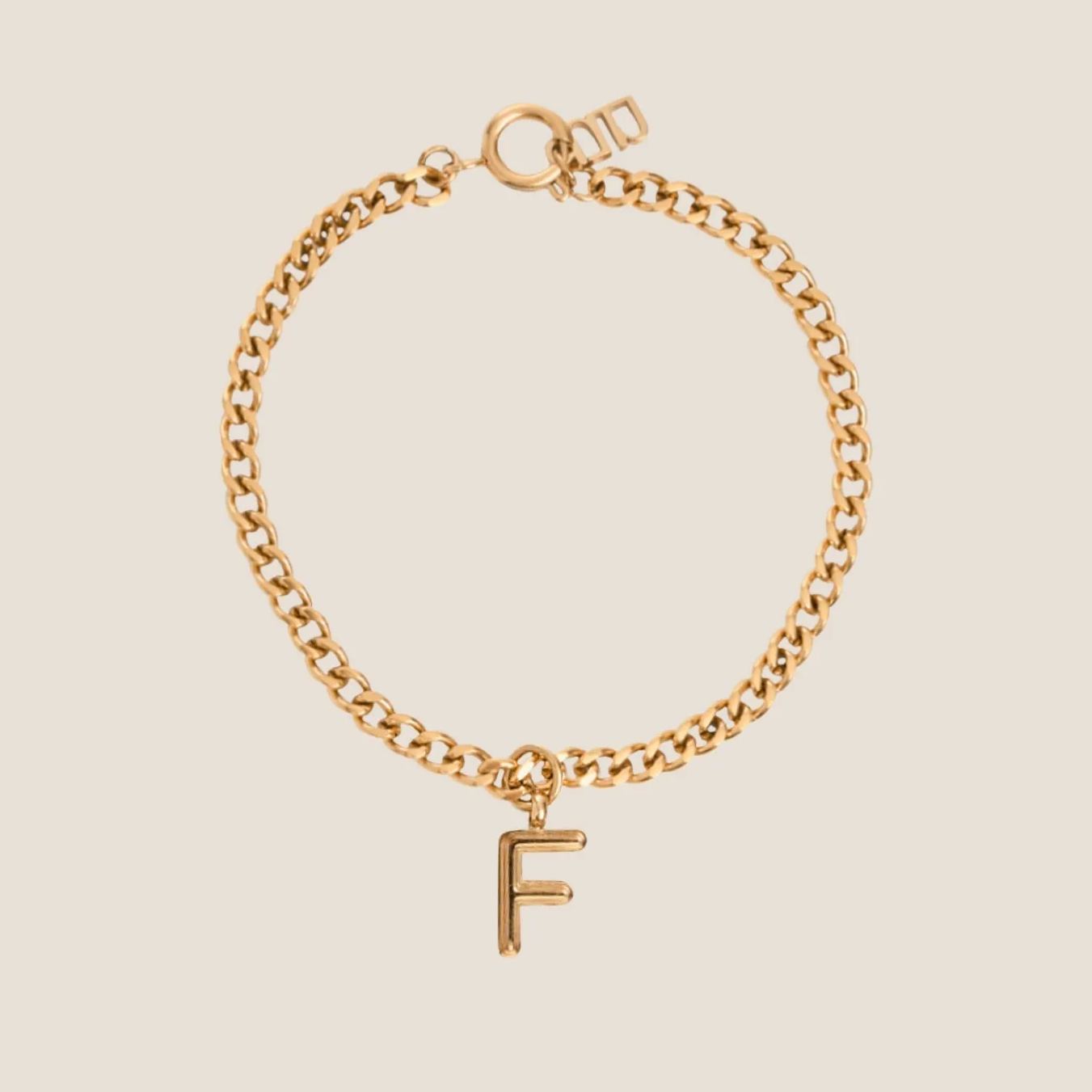 Alphabet Gold Pendant with Curb Chain Bracelet