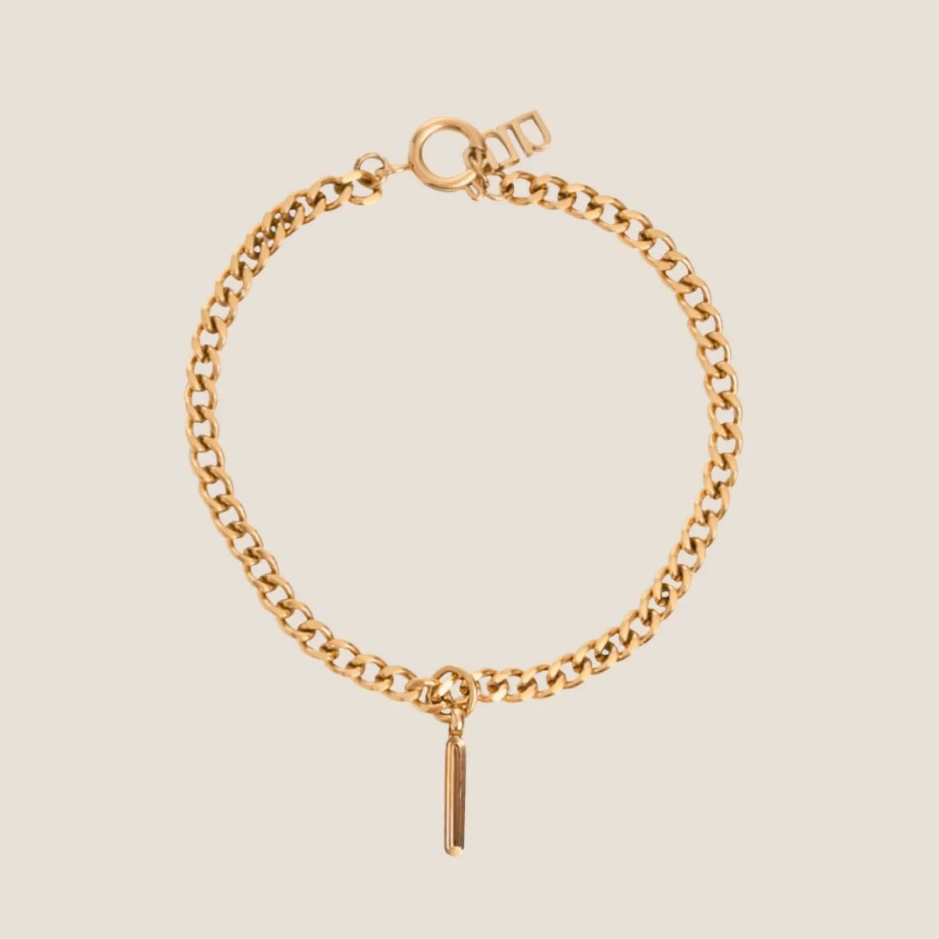 Alphabet Gold Pendant with Curb Chain Bracelet