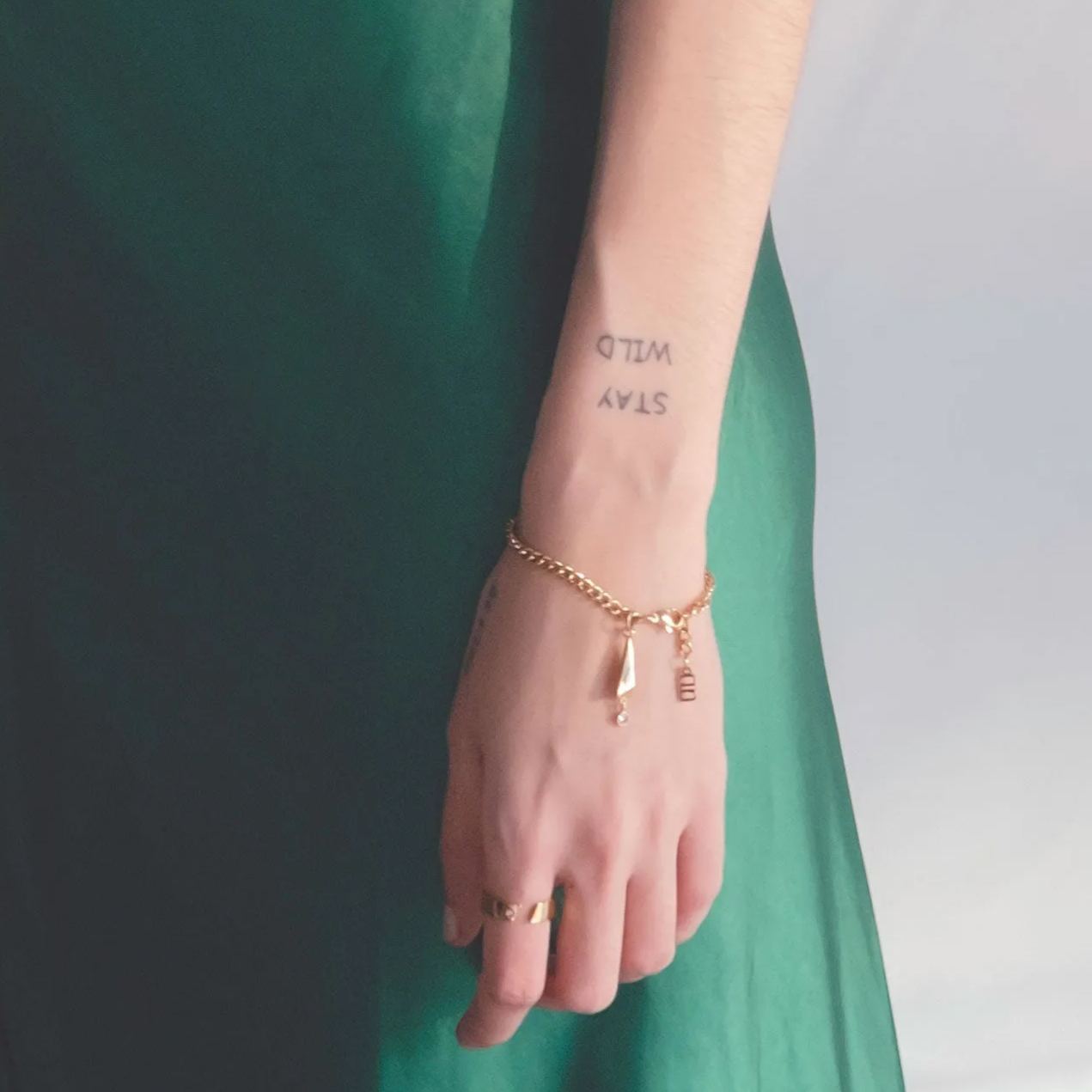 Bibelot Gold Pendant with Curb Chain Bracelet