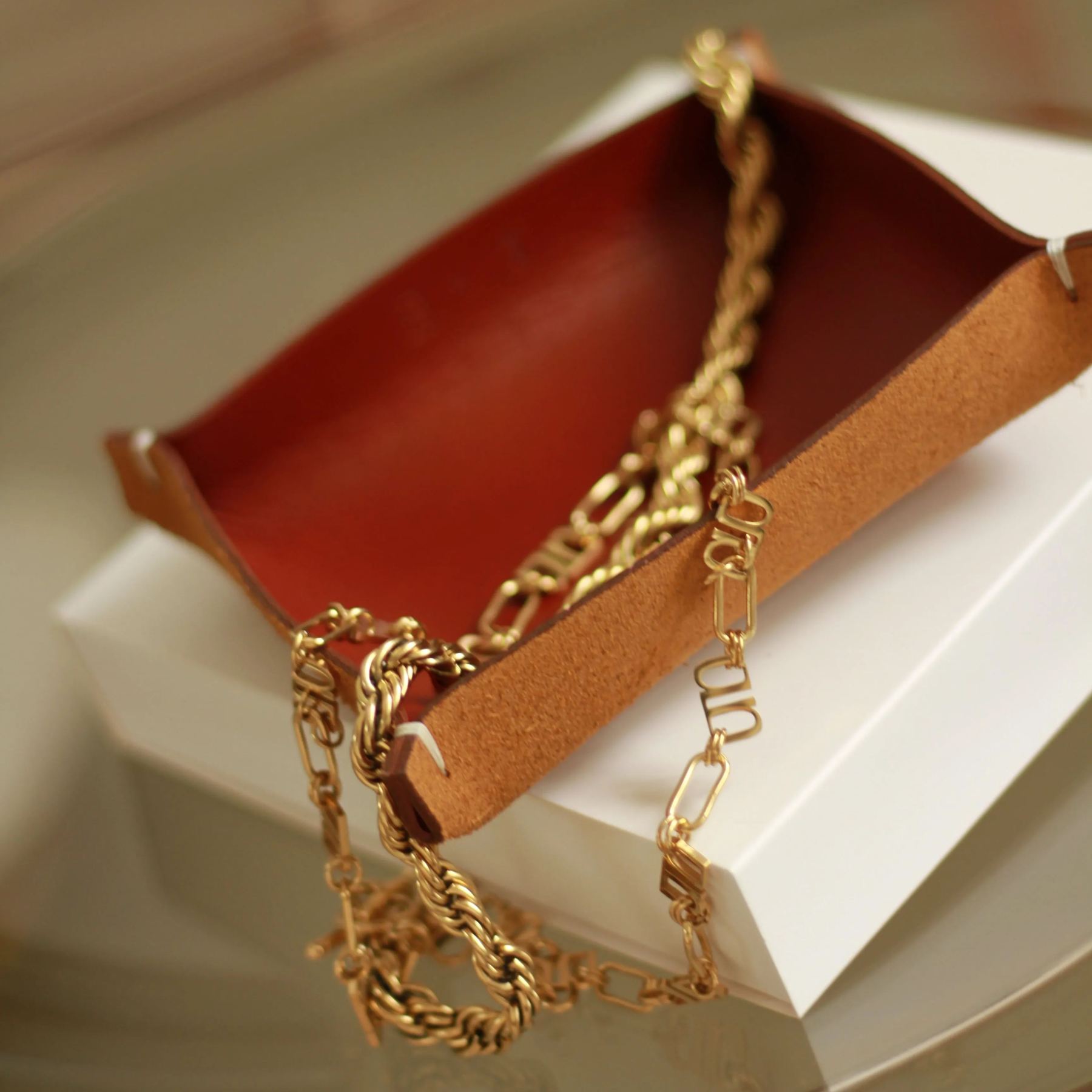 Handmade Leather Jewellery Tray