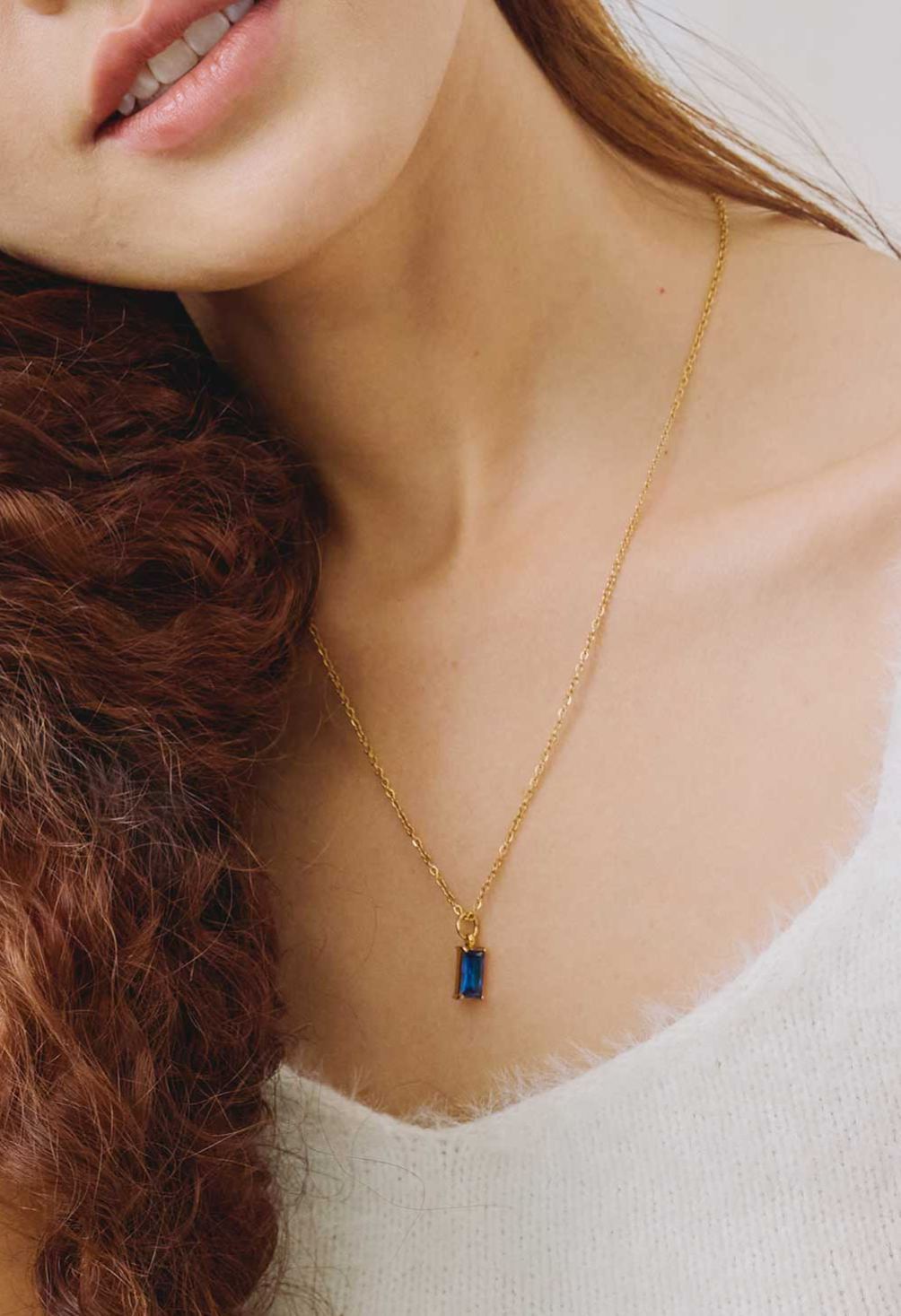 Verity Blue Sapphire Pendant Gold Chain Necklace